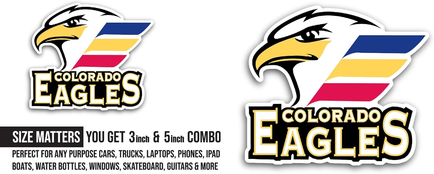 2 (Pieces) 3" and 5" Colorad0 Eagles Sticker, Waterproof Vinyl Decals for Many Purpose Like Cars, Trucks, Laptops, Phones, Windows and More