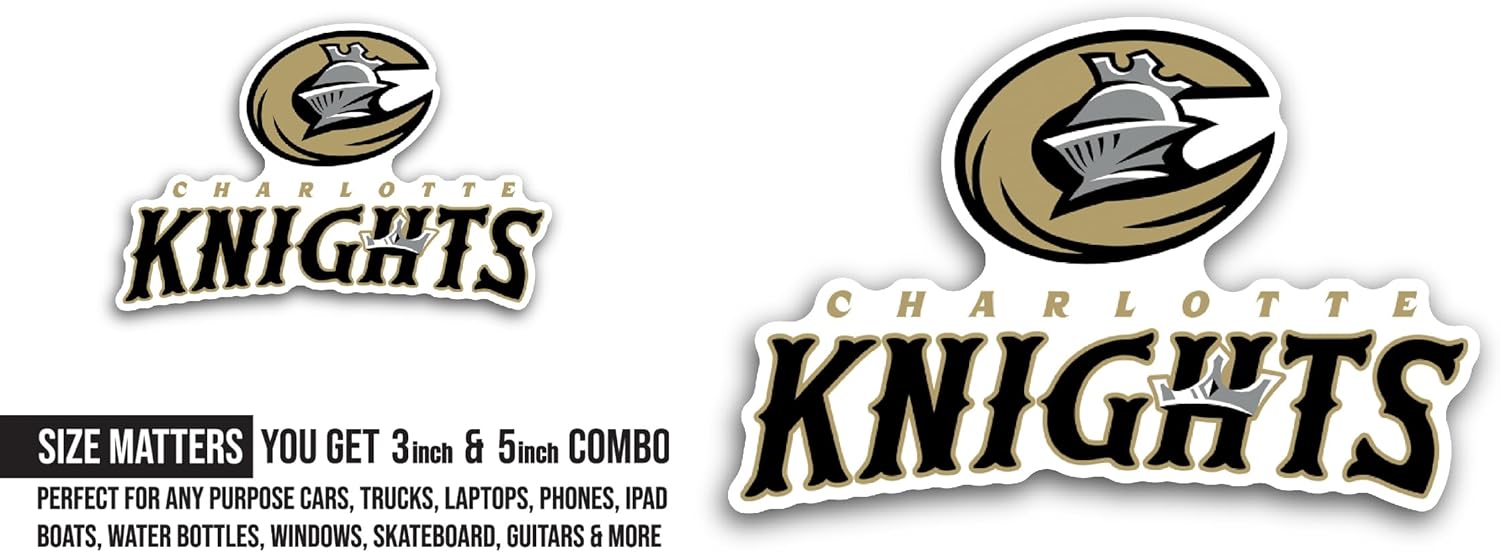 2 (Pieces) 3" and 5" Charl0tte Knights Sticker, Waterproof Vinyl Decals for Many Purpose Like Cars, Trucks, Laptops, Phones, Windows and More