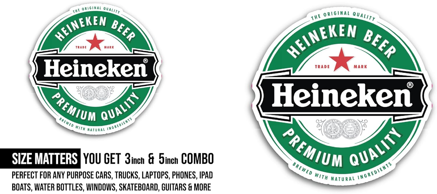 2 (Pieces) 3" and 5" Beer Sticker, Waterproof Vinyl Decals for Many Purpose Like Cars, Trucks, Laptops, Phones, Windows and More