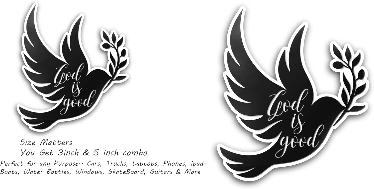 2 (Pieces) 3" and 5" God is Good Decal Sticker, Waterproof Vinyl Decals for Many Purpose Like Cars, Trucks, Laptops, Phones, Windows and More