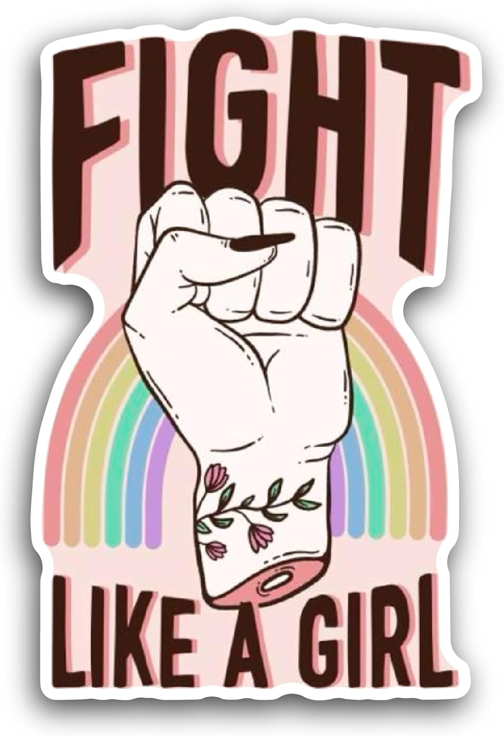 2 (Pieces) 3" and 5" Fight Like Girl Sticker, Waterproof Vinyl Decals for Many Purpose Like Cars, Trucks, Laptops, Phones, Windows and More