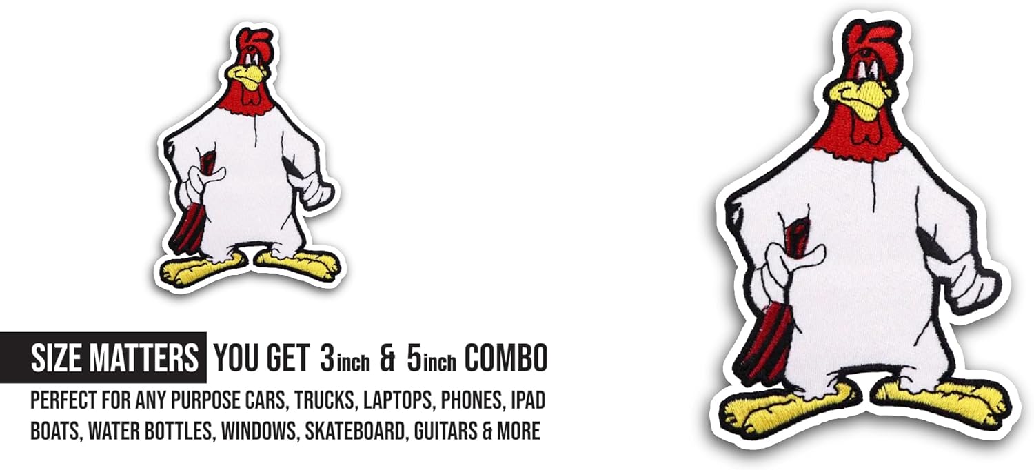 2 (Pieces) 3" and 5" Rooster Sticker, Waterproof Vinyl Decals for Many Purpose Like Cars, Trucks, Laptops, Phones, Windows and More