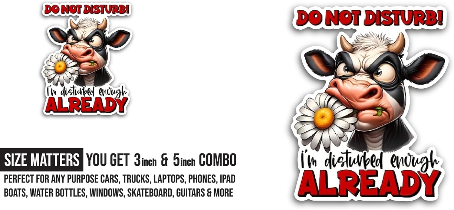 2 (Pieces) 3" and 5" Do Not Disturb! Sticker, Waterproof Vinyl Decals for Many Purpose Like Cars, Trucks, Laptops, Phones, Windows and More