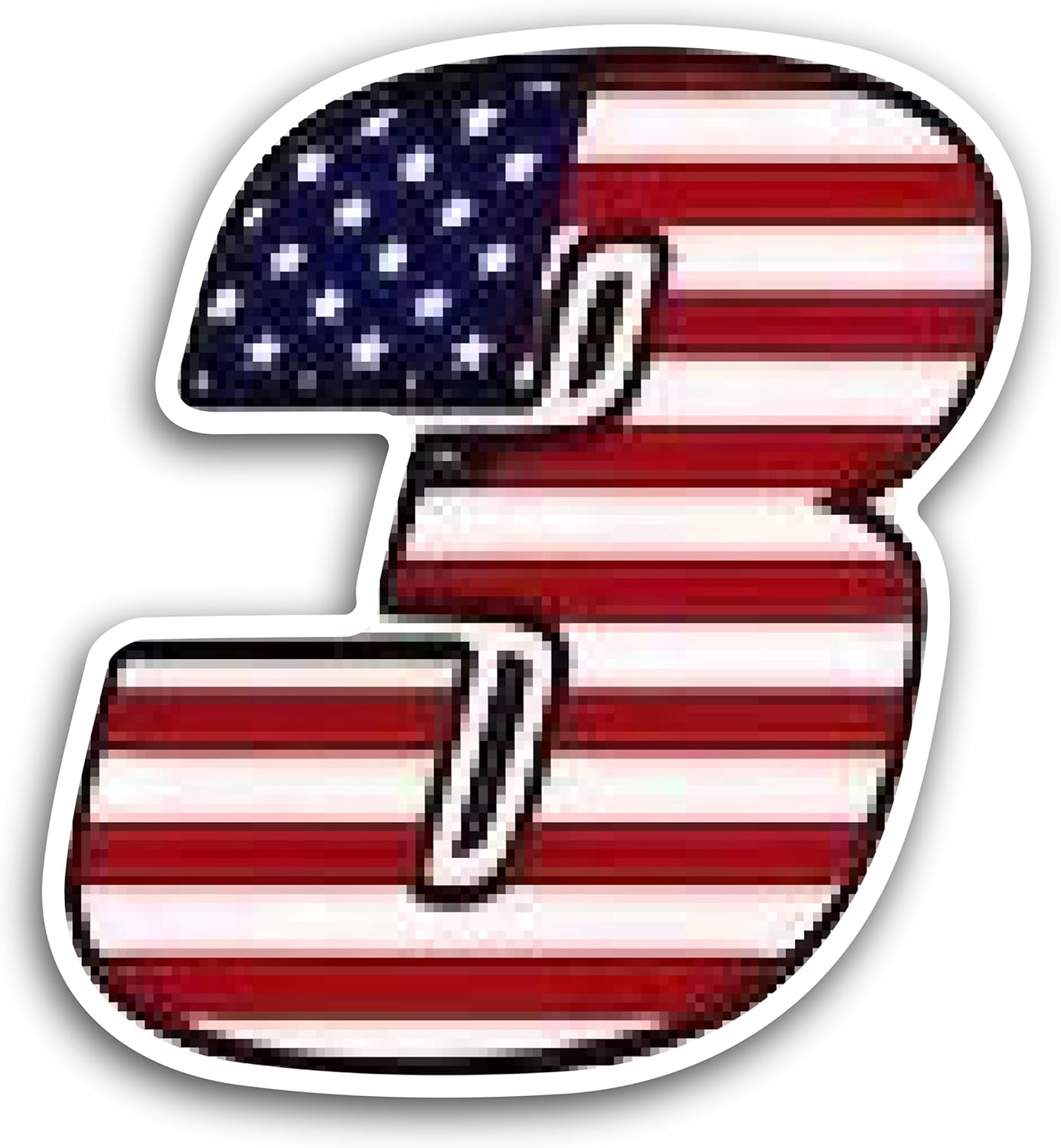 2 (Pieces) 3" and 5" Number Three in American Flag Color Decal Sticker, Waterproof Vinyl Decals for Many Purpose Like Cars, Trucks, Laptops, Phones, Windows and More