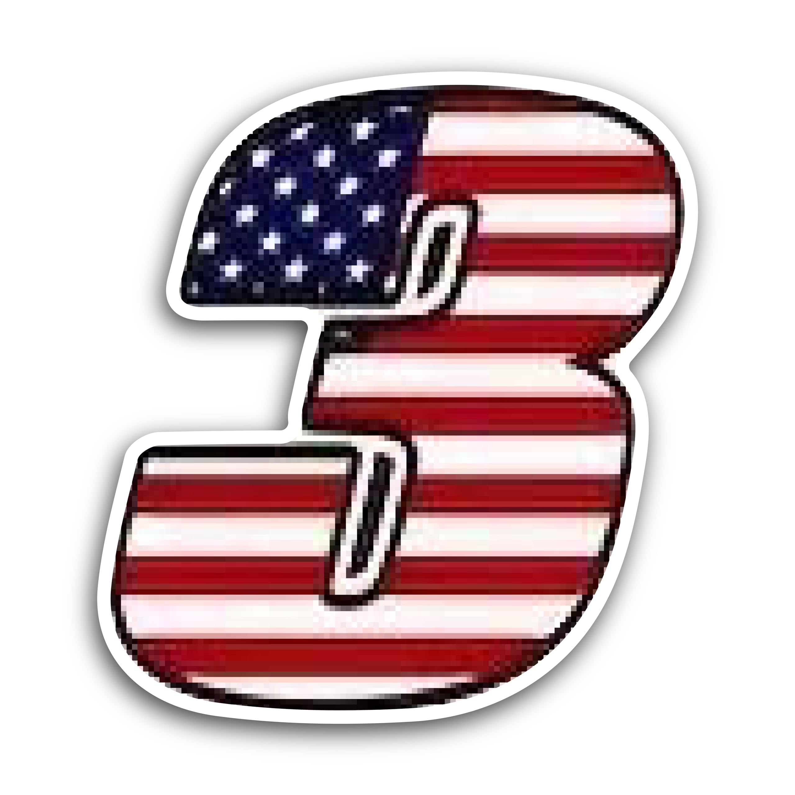 2 (Pieces) 3" and 5" Number Three in American Flag Color Decal Sticker, Waterproof Vinyl Decals for 