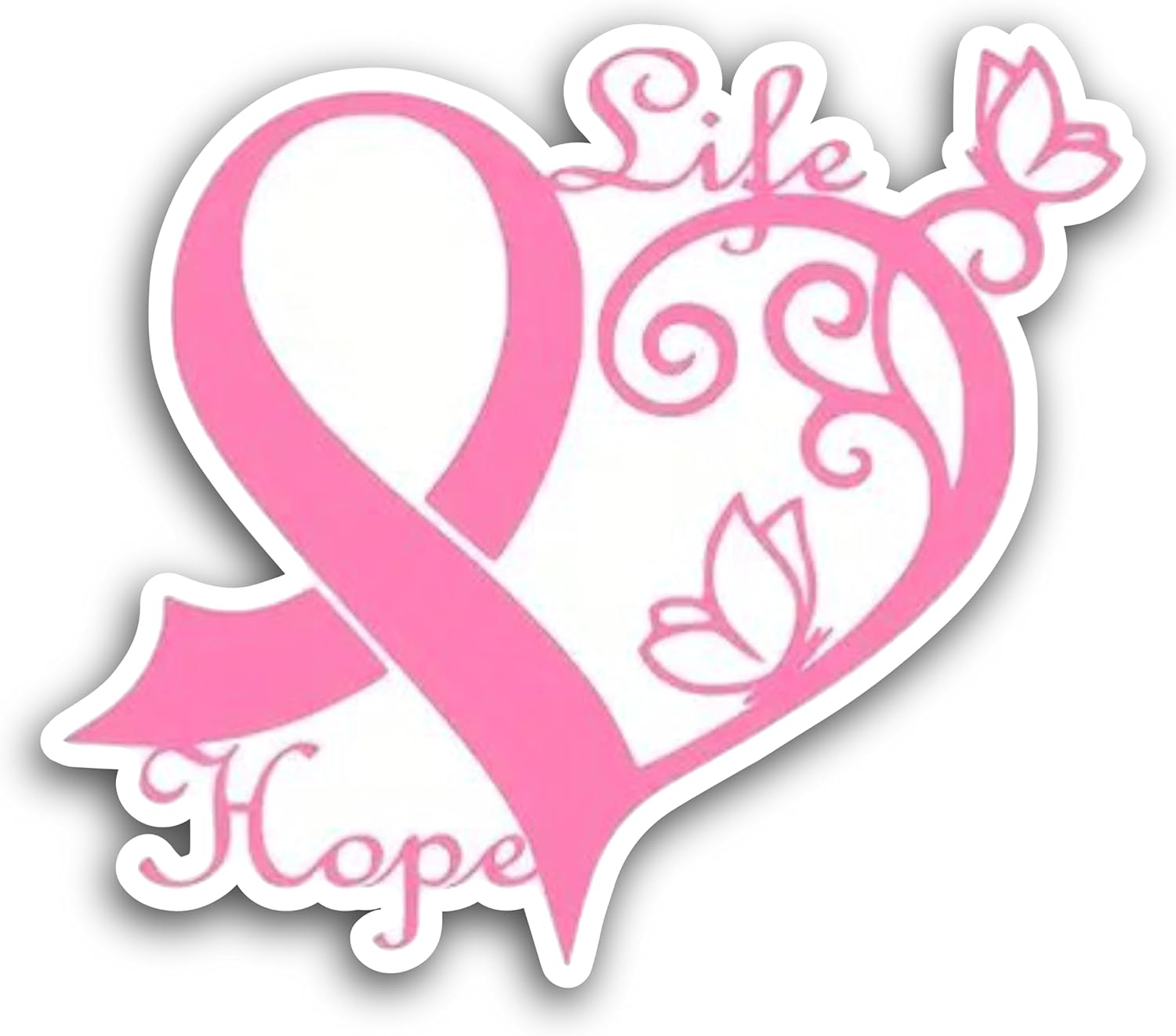 2 (Pieces) 3" and 5" Life Hope in Pink Color with Heart Decal Sticker, Waterproof Vinyl Decals for Many Purpose Like Cars, Trucks, Laptops, Phones, Windows and More