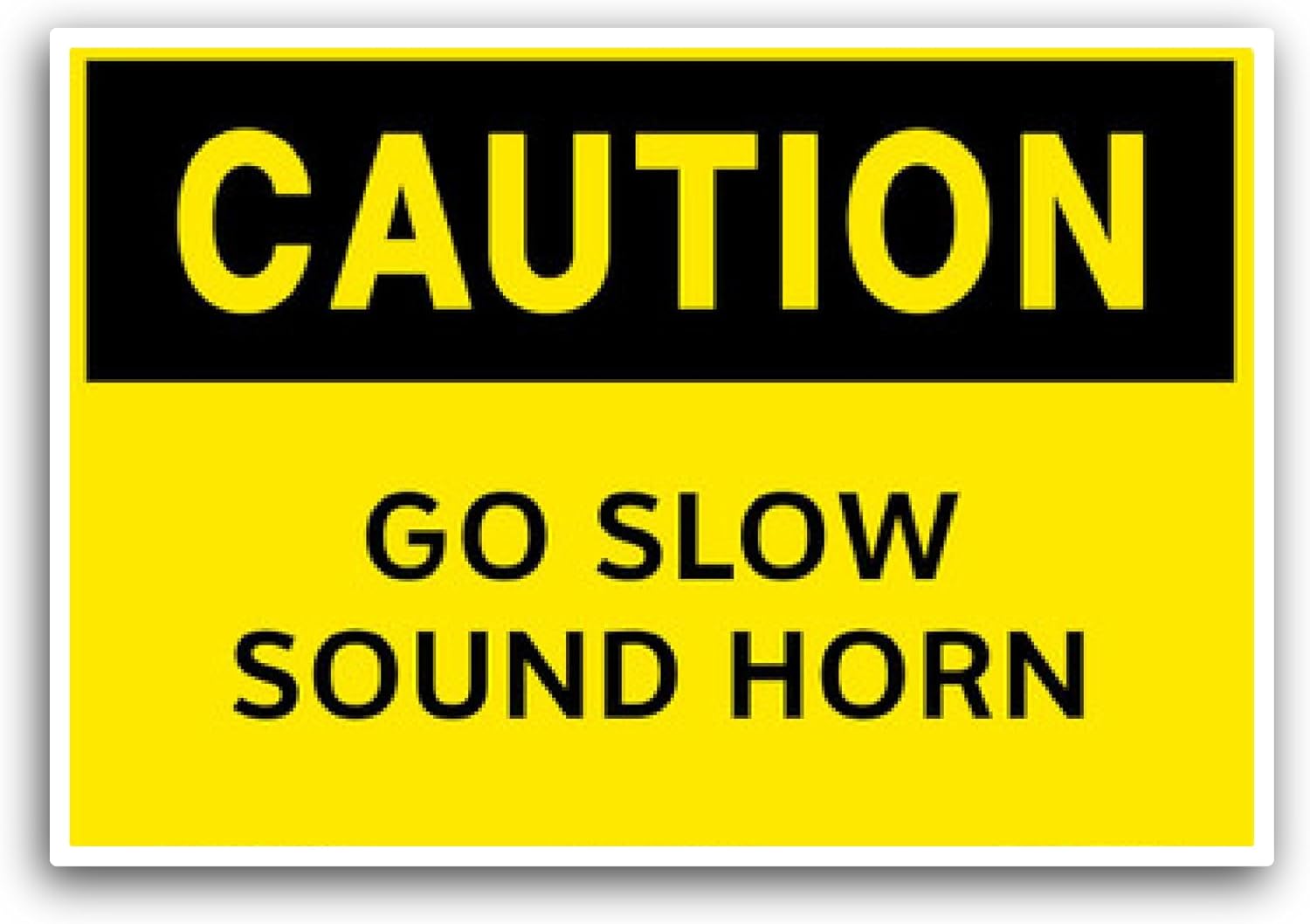 2 (Pieces) 3" and 5" Warning Go Slow Sound Horn Sticker, Waterproof Vinyl Decals for Many Purpose Like Cars, Trucks, Laptops, Phones, Windows and More