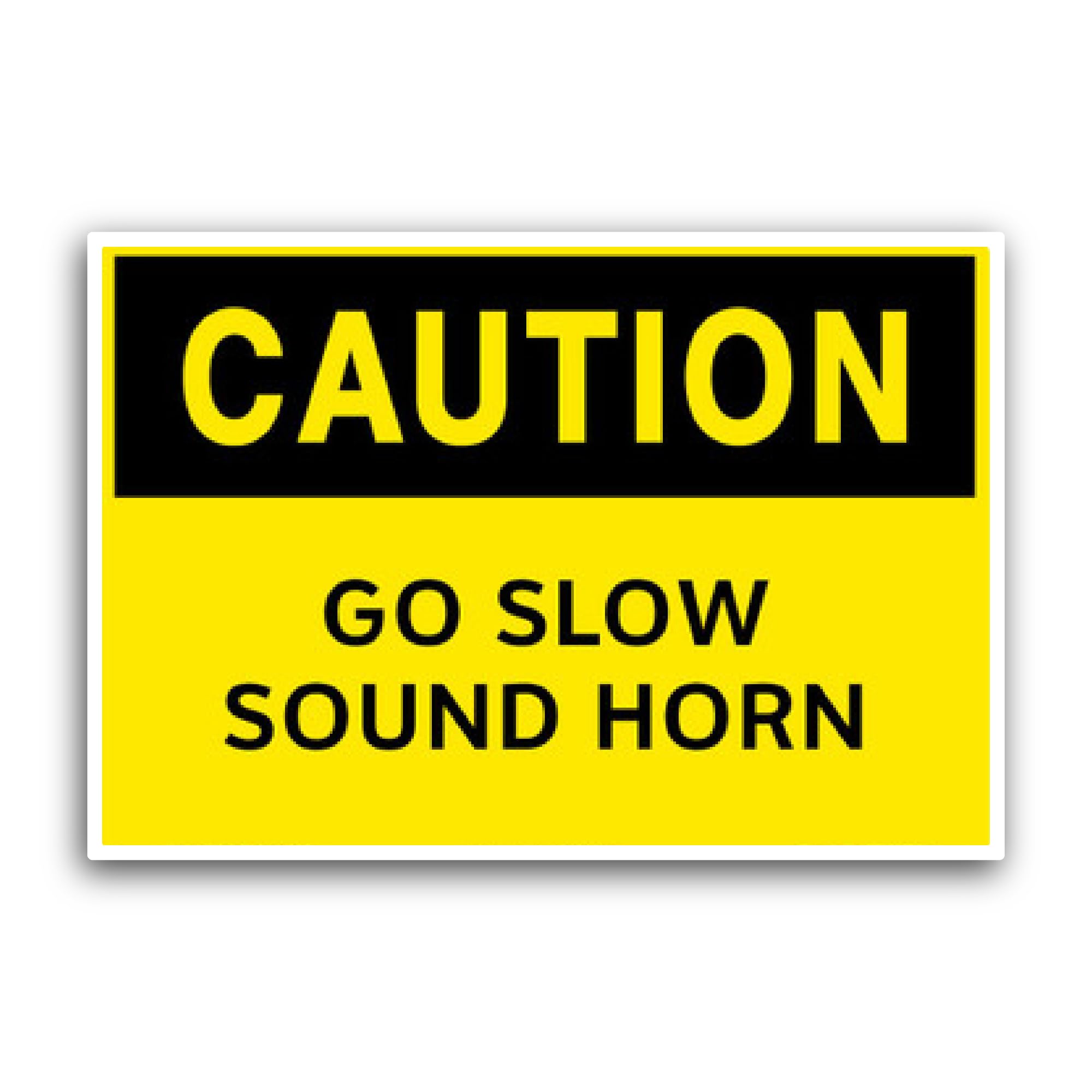 2 (Pieces) 3" and 5" Warning Go Slow Sound Horn Sticker, Waterproof Vinyl Decals for Many Purpose Li