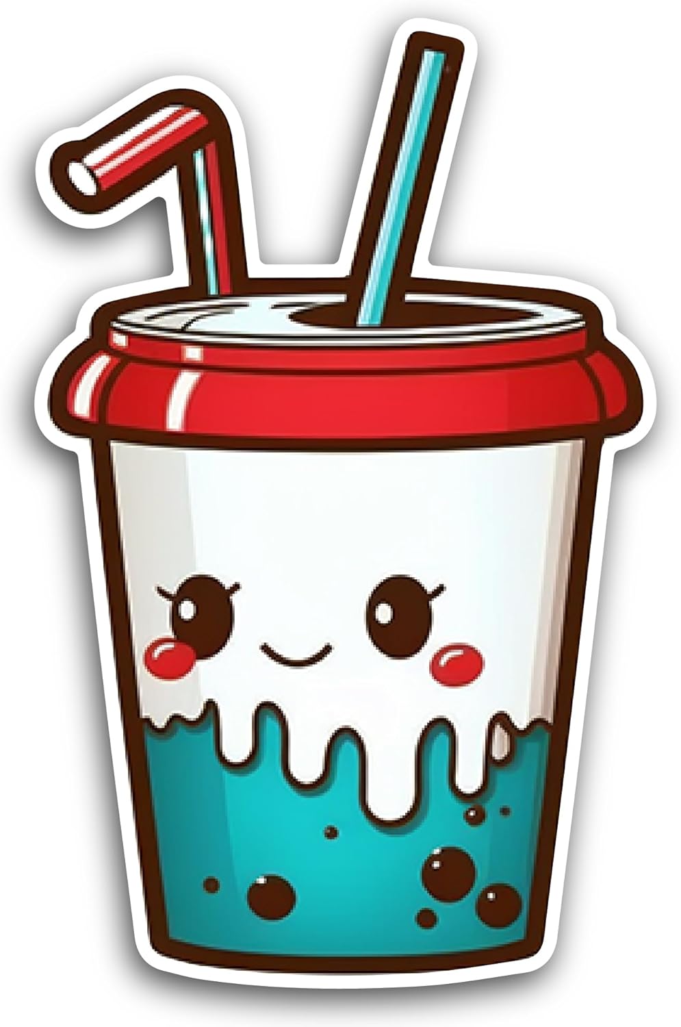 2 (Pieces) 3" and 5" Boba Drink Sticker, Waterproof Vinyl Decals for Many Purpose Like Cars, Trucks, Laptops, Phones, Windows and More