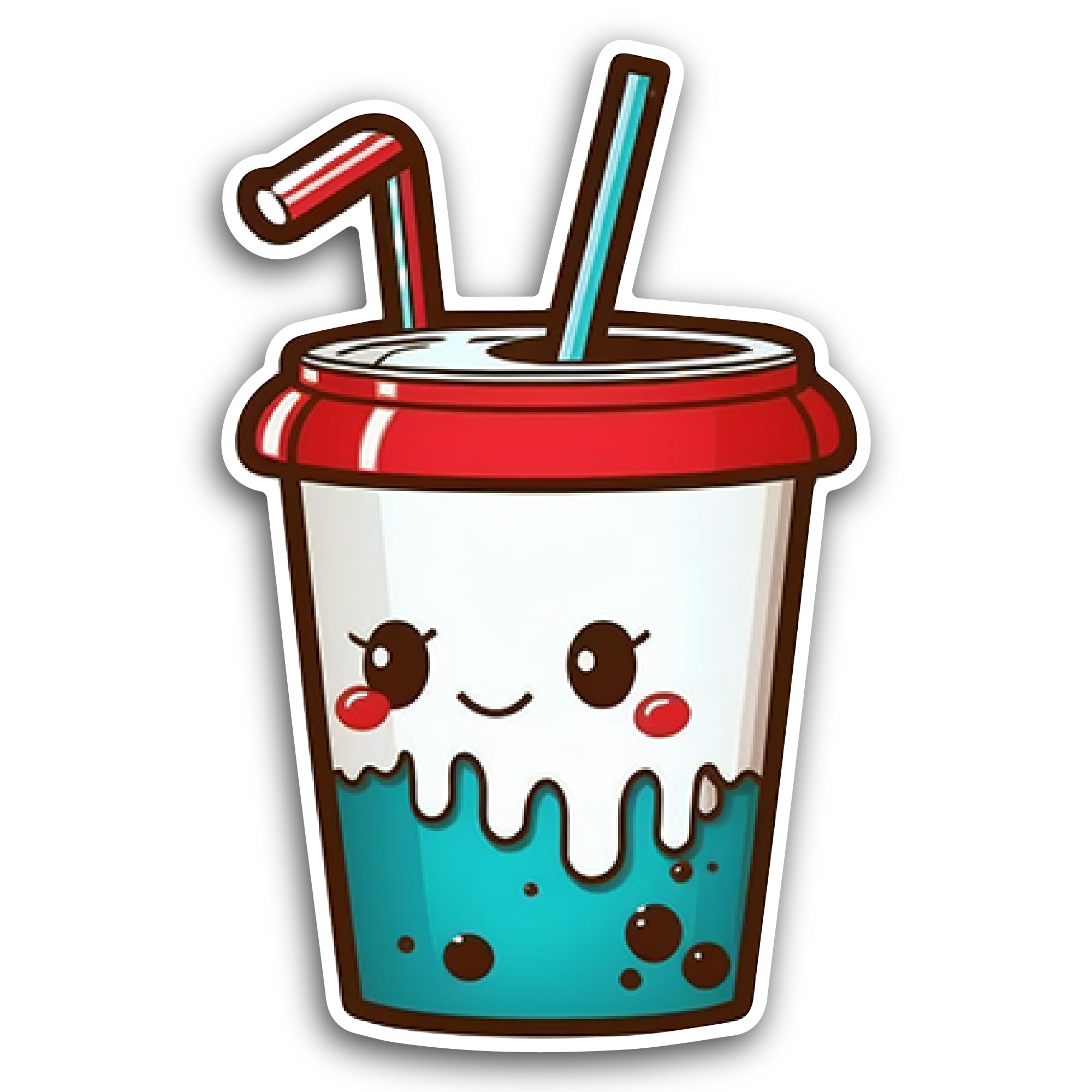 2 (Pieces) 3" and 5" Boba Drink Sticker, Waterproof Vinyl Decals for Many Purpose Like Cars, Trucks,