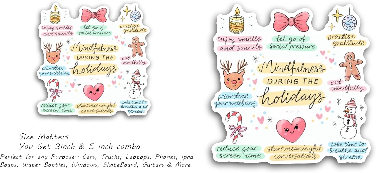 2 (Pieces) 3" and 5" Christmas Elements Sticker, Waterproof Vinyl Decals for Many Purpose Like Cars, Trucks, Laptops, Phones, Windows and More