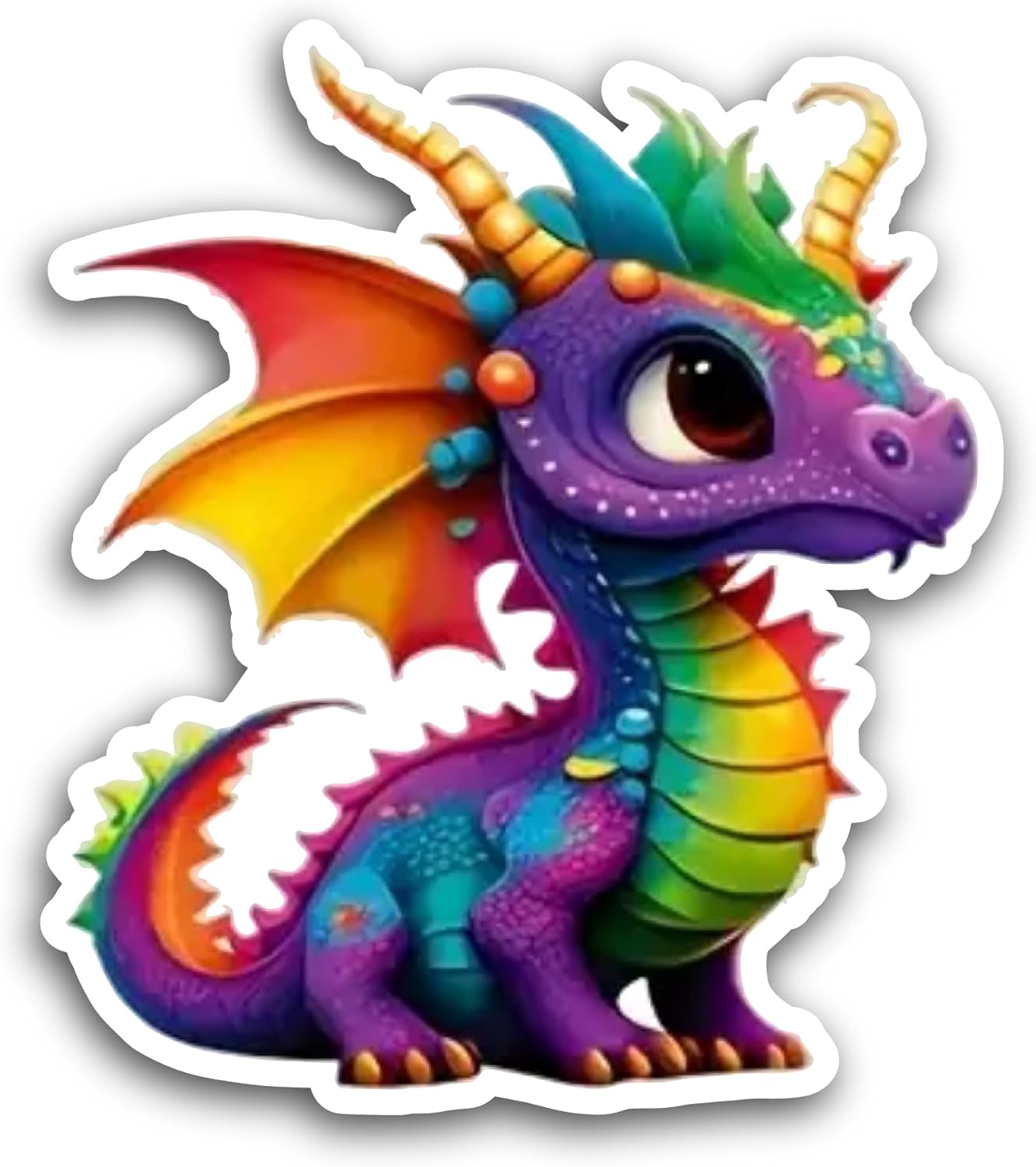 2 (Pieces) 3" and 5" Rainbow Dragon Sticker, Waterproof Vinyl Decals for Many Purpose Like Cars, Trucks, Laptops, Phones, Windows and More