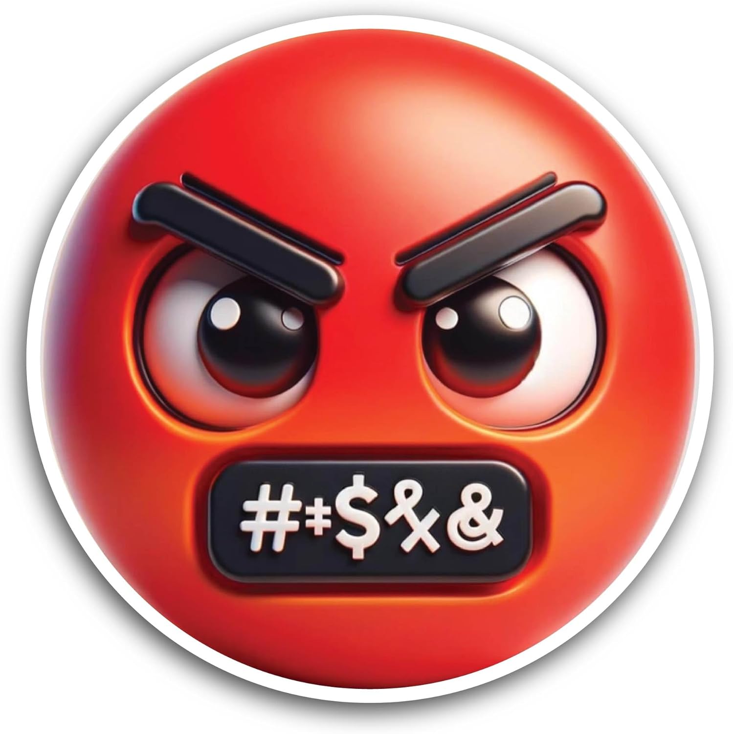 2 (Pieces) 3" and 5" Angry Red Face Sticker, Waterproof Vinyl Decals for Many Purpose Like Cars, Trucks, Laptops, Phones, Windows and More