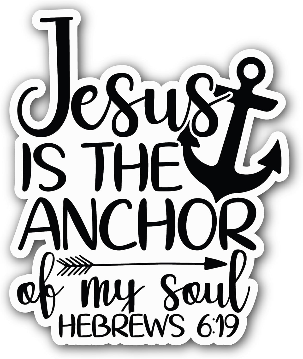 2 (Pieces) 3" and 5" Jesus is The Anchor Sticker, Waterproof Vinyl Decals for Many Purpose Like Cars, Trucks, Laptops, Phones, Windows and More