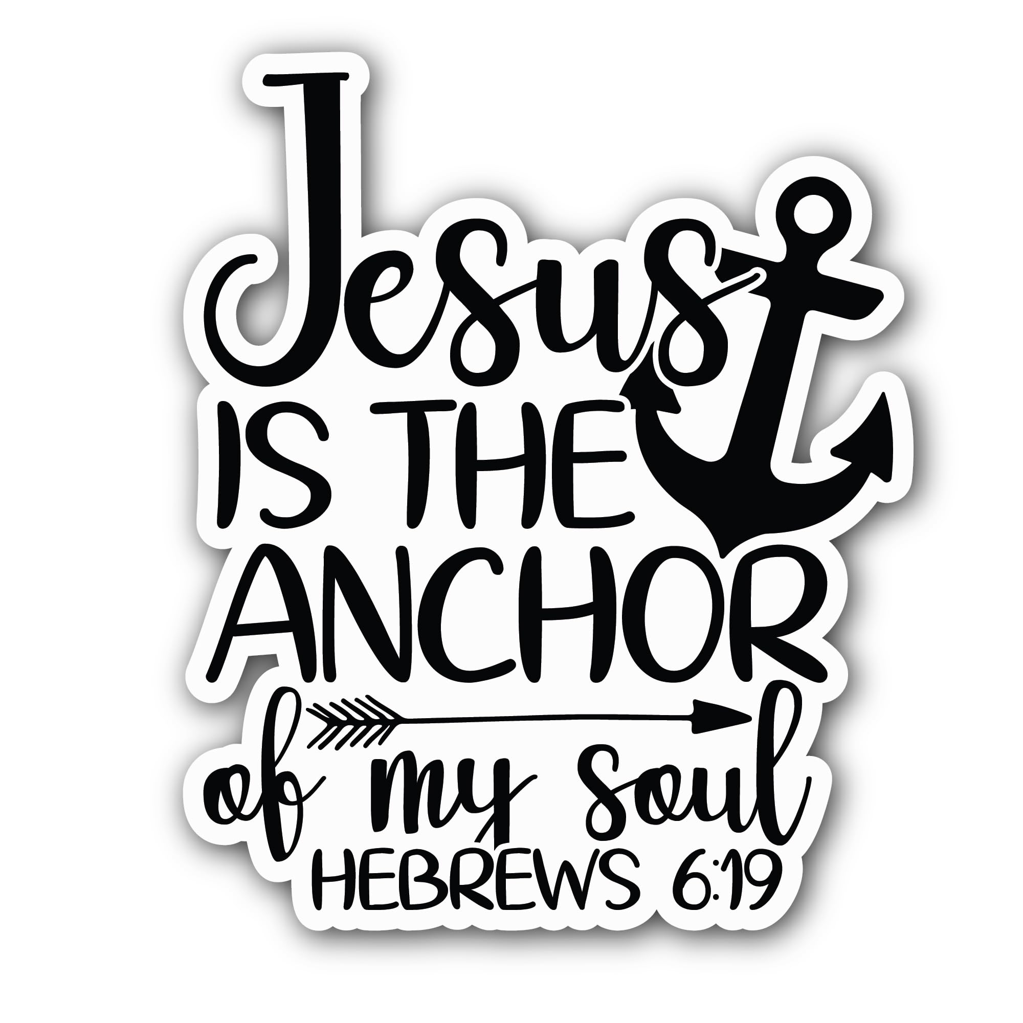 2 (Pieces) 3" and 5" Jesus is The Anchor Sticker, Waterproof Vinyl Decals for Many Purpose Like Cars