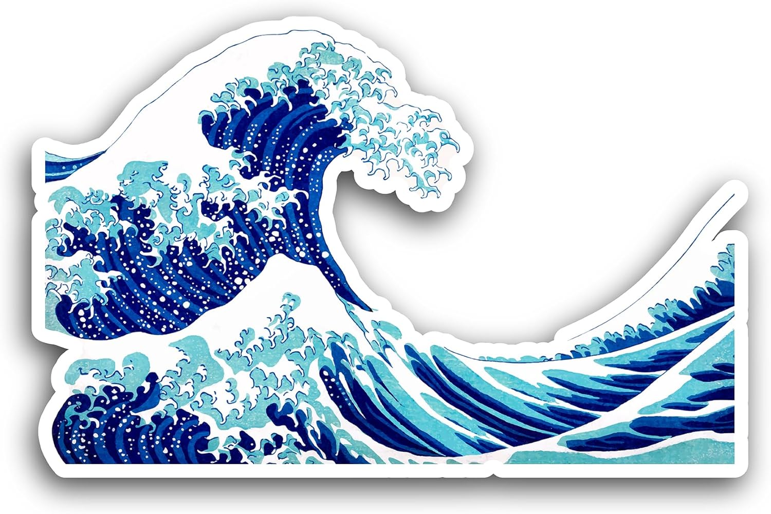 2 (Pieces) 3" and 5" Great Wave Sticker, Waterproof Vinyl Decals for Many Purpose Like Cars, Trucks, Laptops, Phones, Windows and More