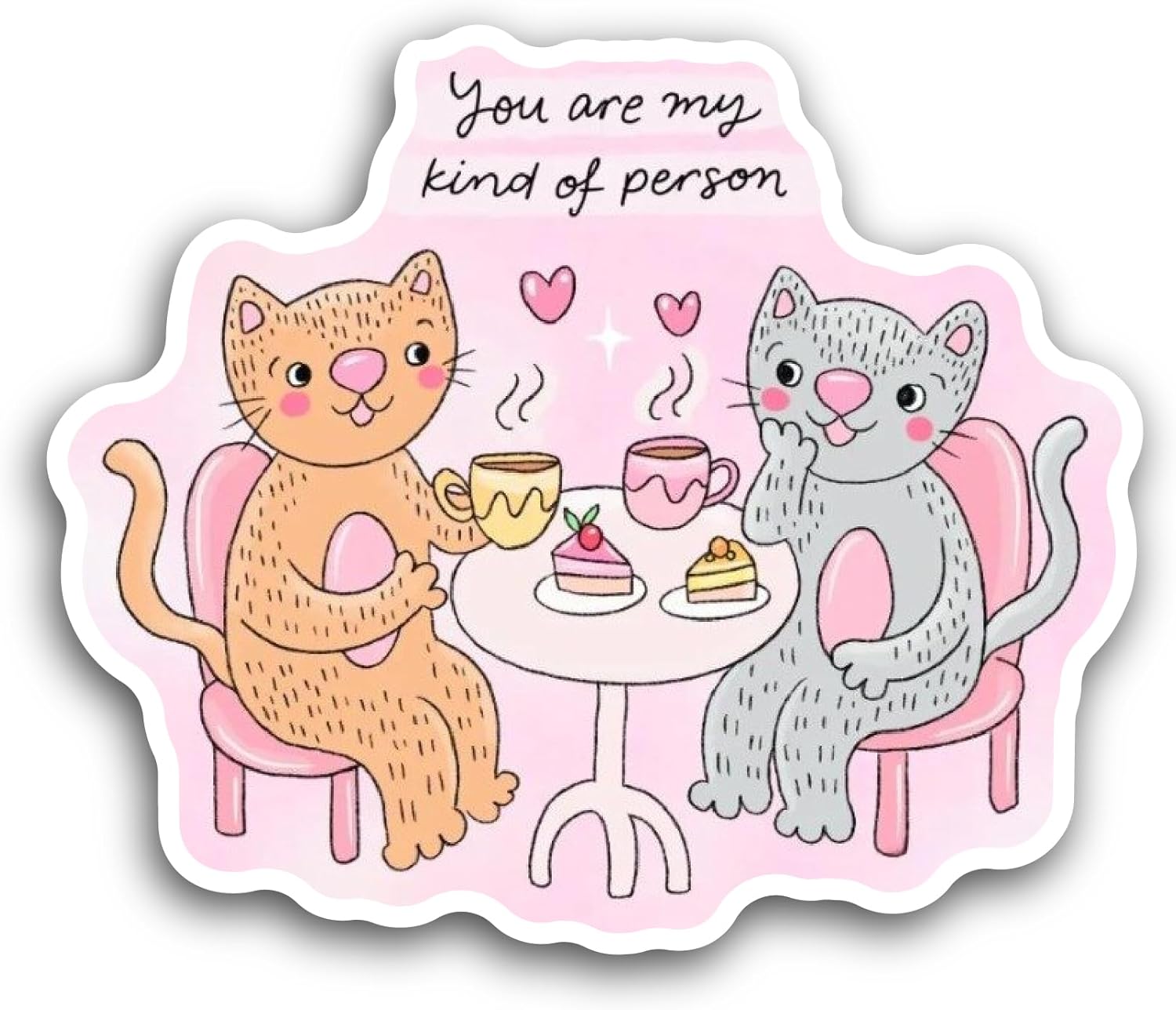 2 (Pieces) 3" and 5" Cat Couple Sticker, Waterproof Vinyl Decals for Many Purpose Like Cars, Trucks, Laptops, Phones, Windows and More