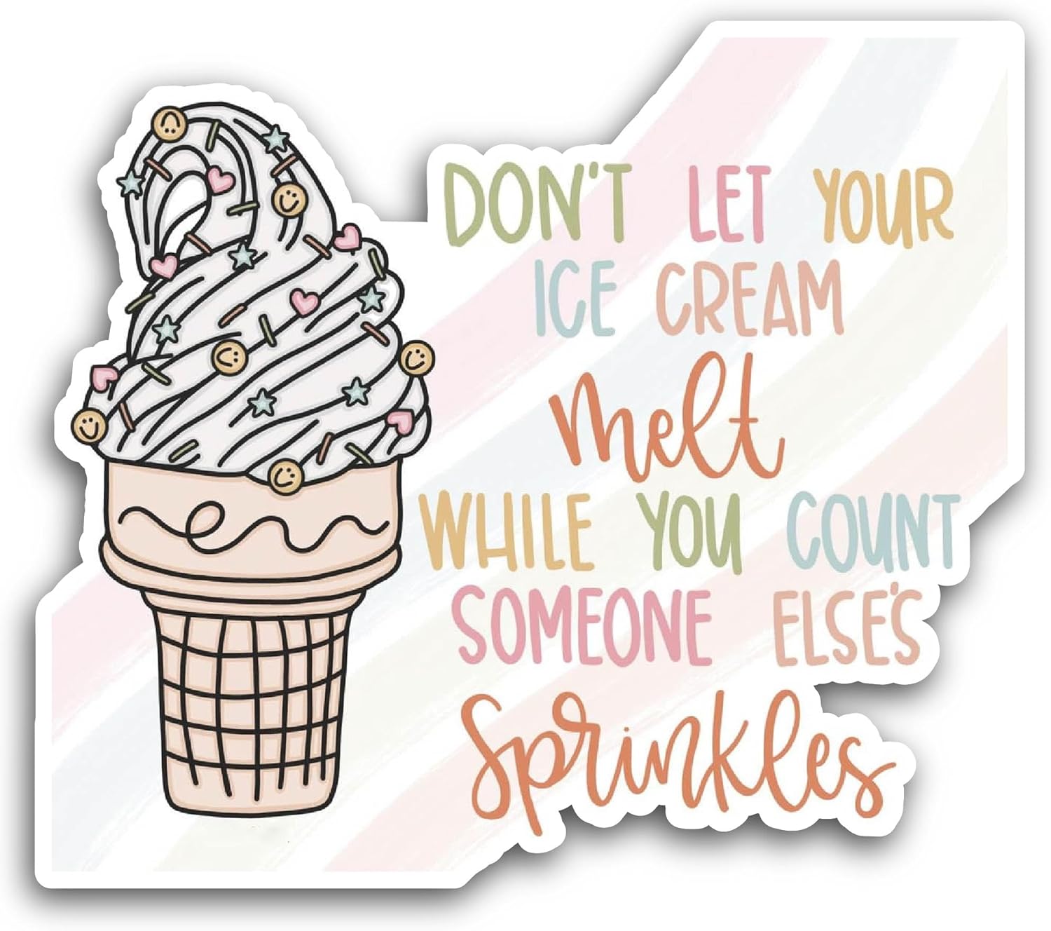2 (Pieces) 3" and 5" Don’t Let Your Ice Cream Melt Sticker, Waterproof Vinyl Decals for Many Purpose Like Cars, Trucks, Laptops, Phones, Windows and More