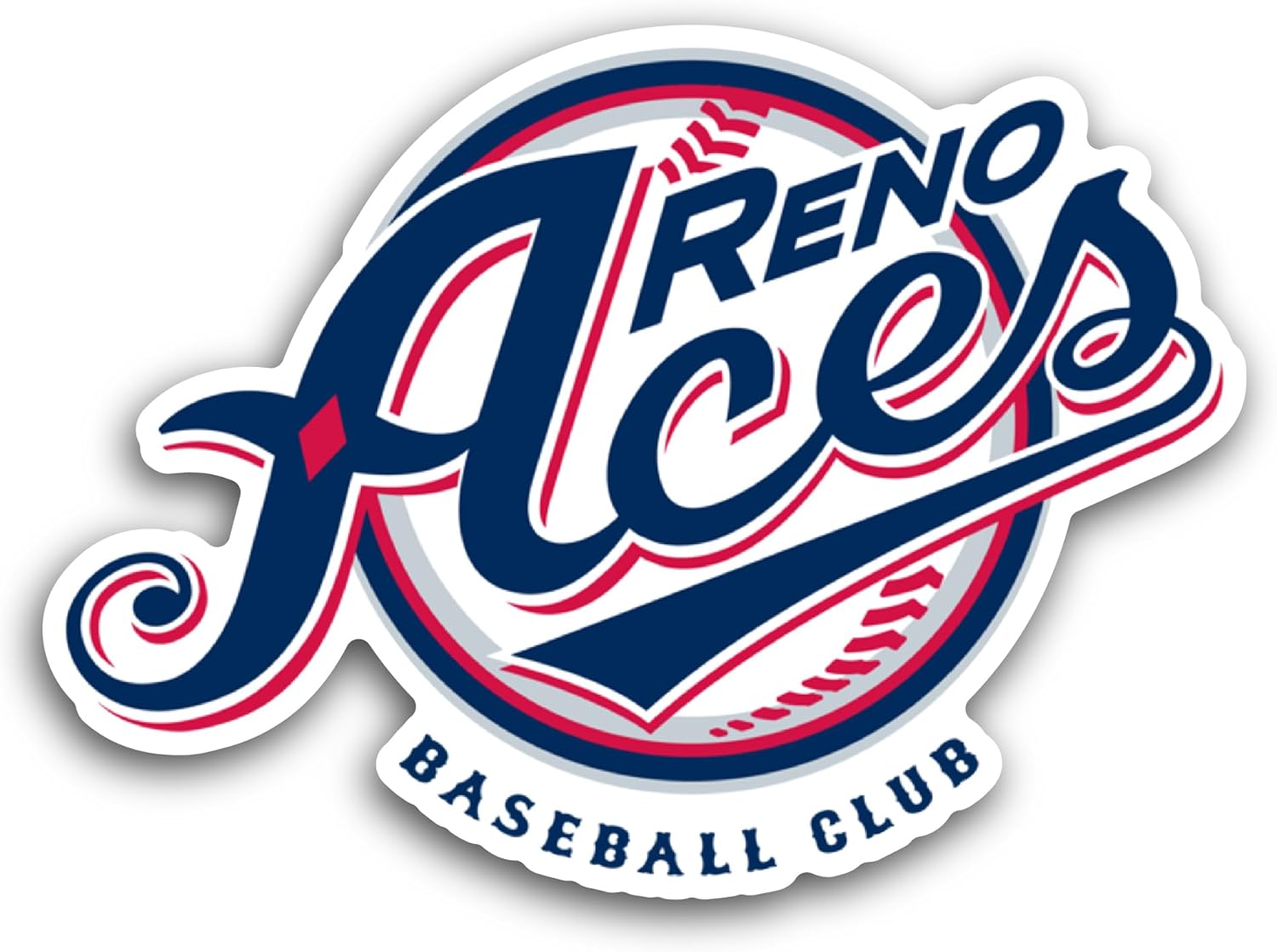 2 (Pieces) 3" and 5" Ren0 Baseball Logo Decal Sticker, Waterproof Vinyl Decals for Many Purpose Like Cars, Trucks, Laptops, Phones, Windows and More