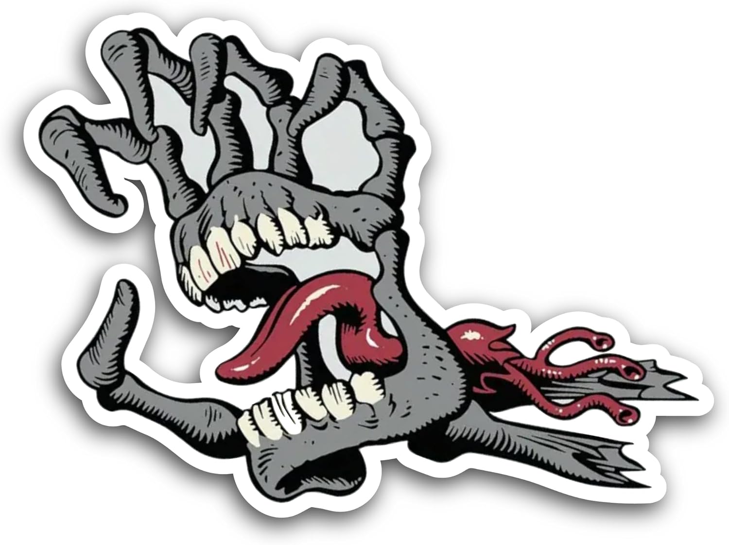 2 (Pieces) 3" and 5" Santa Cruz Bone Hand Sticker, Waterproof Vinyl Decals for Many Purpose Like Cars, Trucks, Laptops, Phones, Windows and More