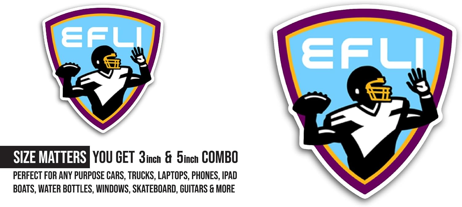 2 (Pieces) 3" and 5" Elite F00tball League of India Sticker, Waterproof Vinyl Decals for Many Purpose Like Cars, Trucks, Laptops, Phones, Windows and More