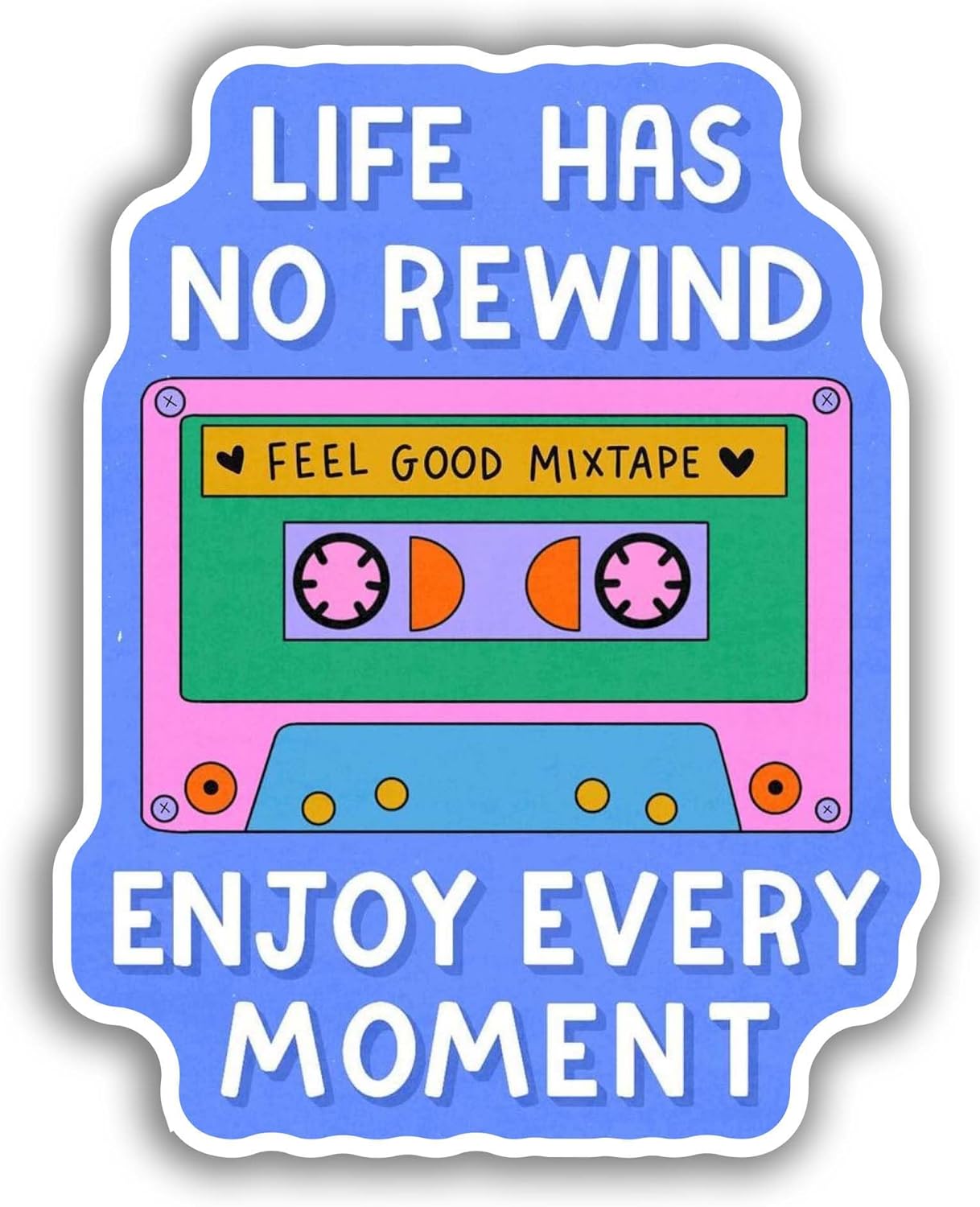 2 (Pieces) 3" and 5" Life Has No Rewind Sticker, Waterproof Vinyl Decals for Many Purpose Like Cars, Trucks, Laptops, Phones, Windows and More