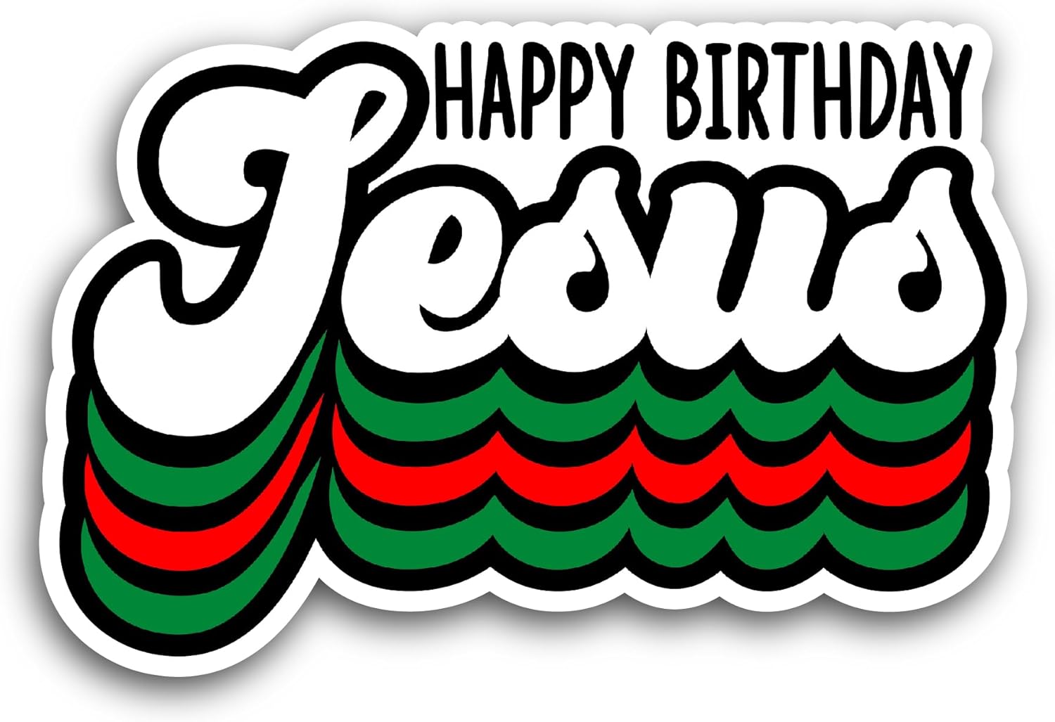 2 (Pieces) 3" and 5" Happy Birthday Jesus Sticker, Waterproof Vinyl Decals for Many Purpose Like Cars, Trucks, Laptops, Phones, Windows and More