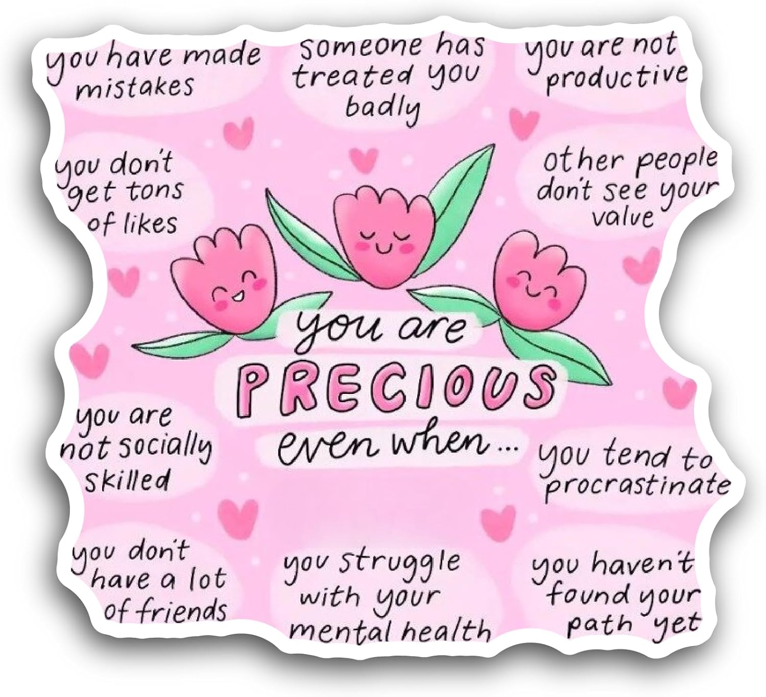 2 (Pieces) 3" and 5" Inspirational Quotes with Hearts Sticker, Waterproof Vinyl Decals for Many Purpose Like Cars, Trucks, Laptops, Phones, Windows and More