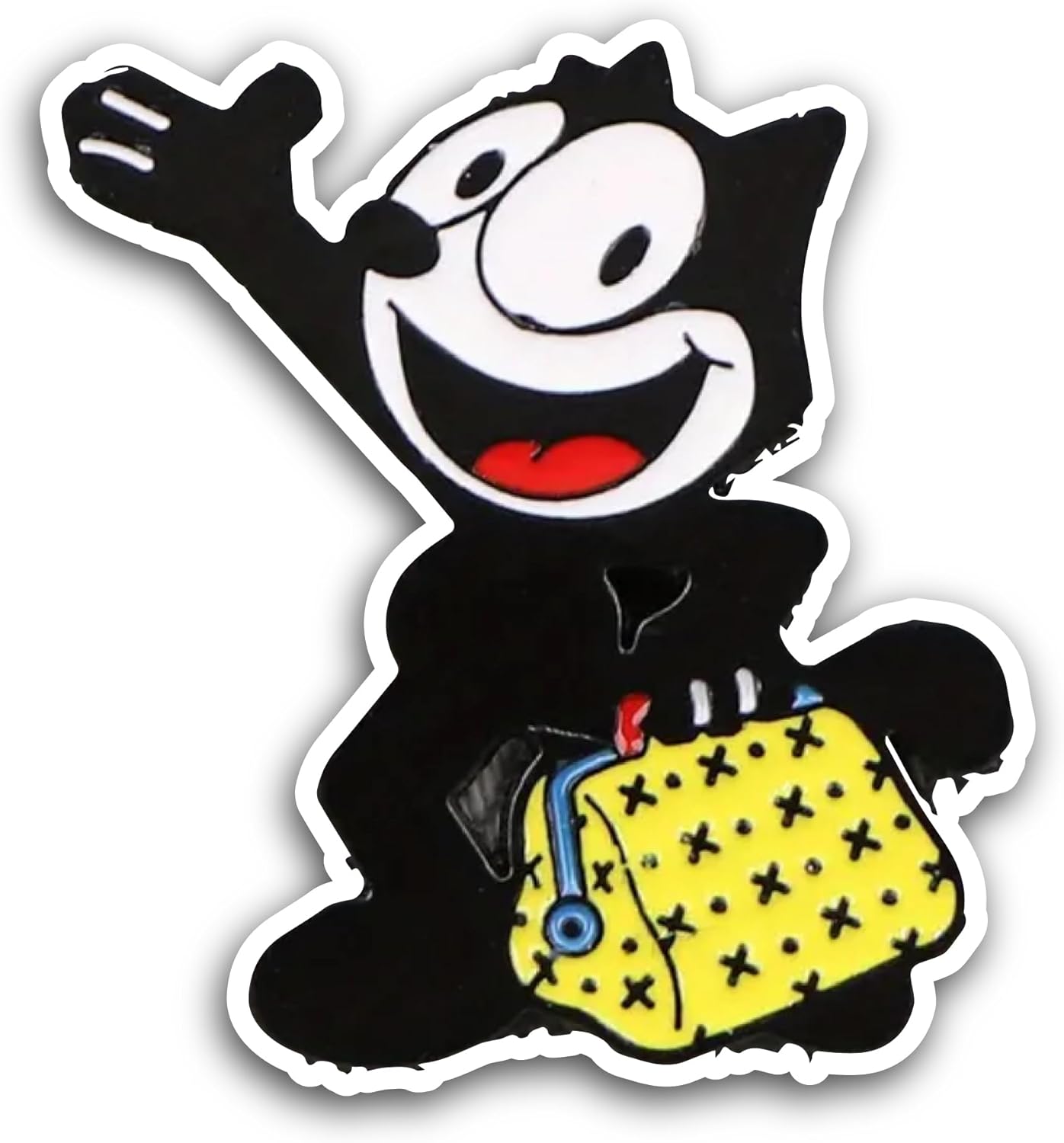 2 (Pieces) 3" and 5" Black Cat with Yellow Bag Sticker, Waterproof Vinyl Decals for Many Purpose Like Cars, Trucks, Laptops, Phones, Windows and More