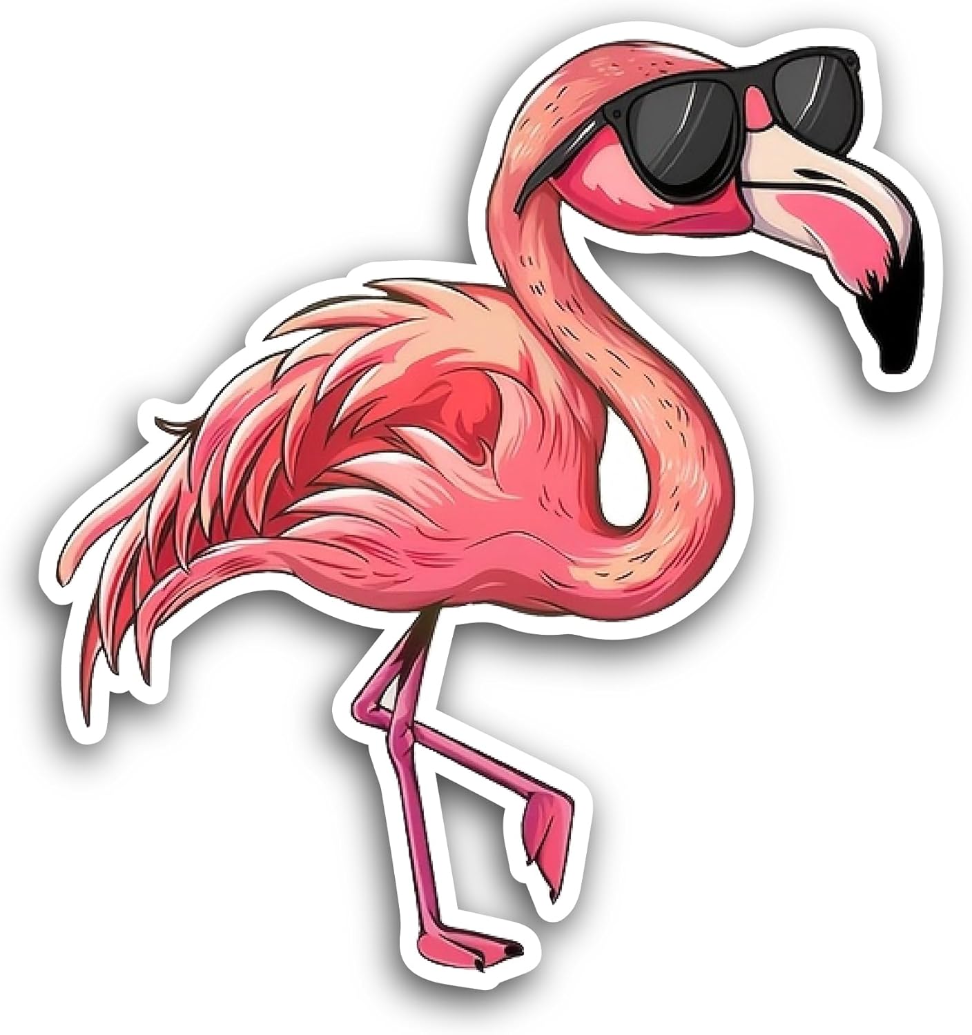 2 (Pieces) 3" and 5" Cool Flamingo Sticker, Waterproof Vinyl Decals for Many Purpose Like Cars, Trucks, Laptops, Phones, Windows and More