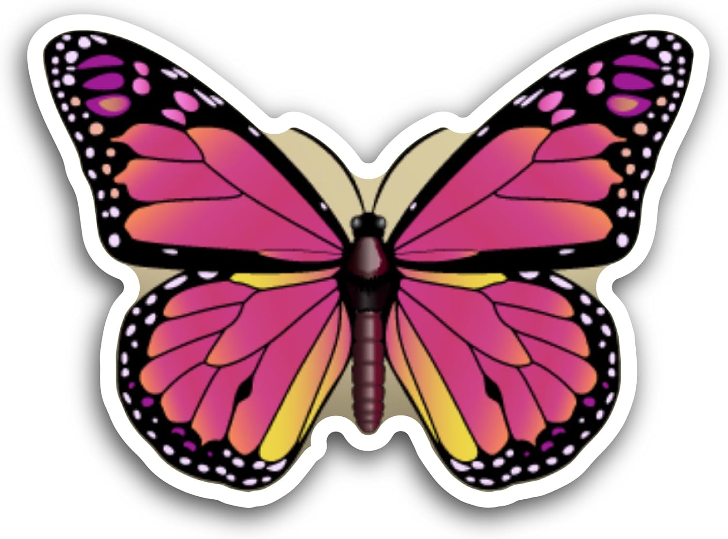 2 (Pieces) 3" and 5" Pink Monarck Butterfly Sticker, Waterproof Vinyl Decals for Many Purpose Like Cars, Trucks, Laptops, Phones, Windows and More