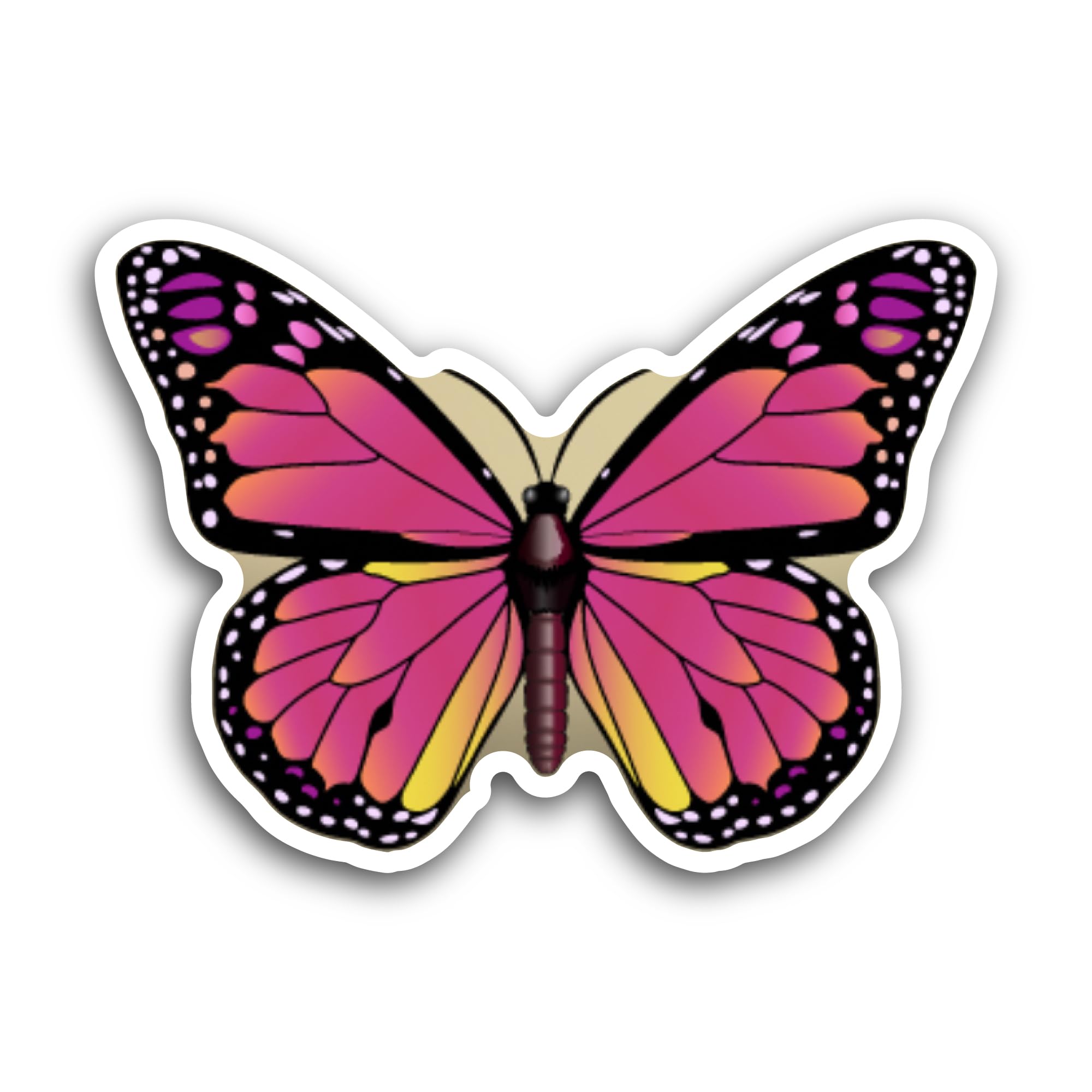 2 (Pieces) 3" and 5" Pink Monarck Butterfly Sticker, Waterproof Vinyl Decals for Many Purpose Like C