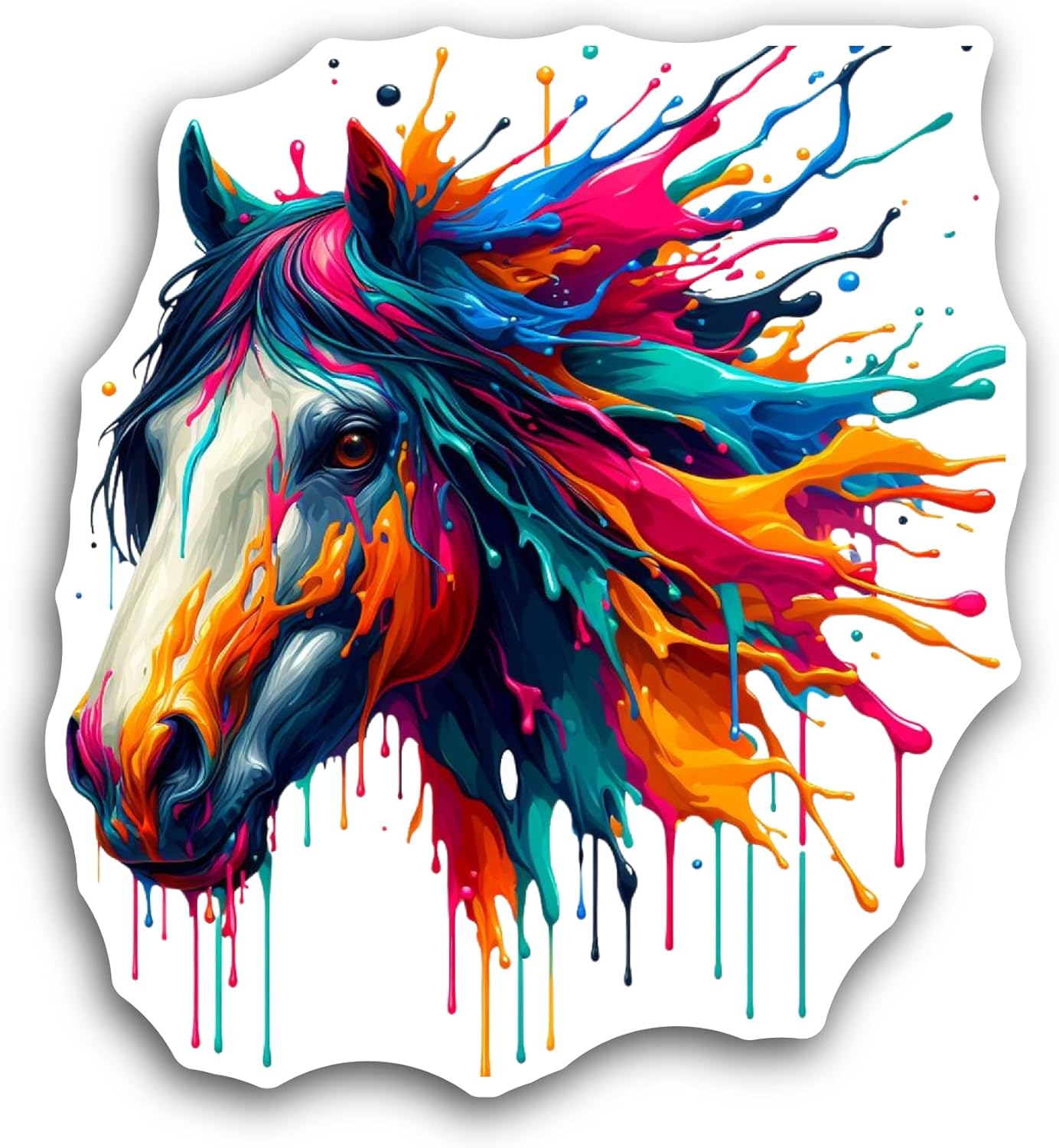 2 (Pieces) 3" and 5" Colorful Horse Head Sticker, Waterproof Vinyl Decals for Many Purpose Like Cars, Trucks, Laptops, Phones, Windows and More