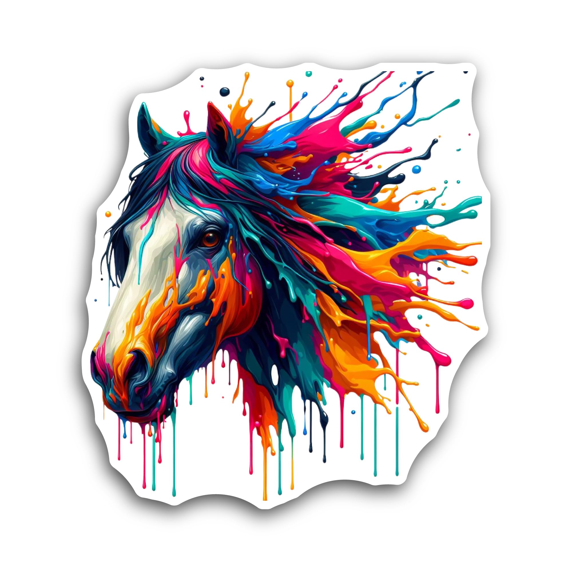 2 (Pieces) 3" and 5" Colorful Horse Head Sticker, Waterproof Vinyl Decals for Many Purpose Like Cars