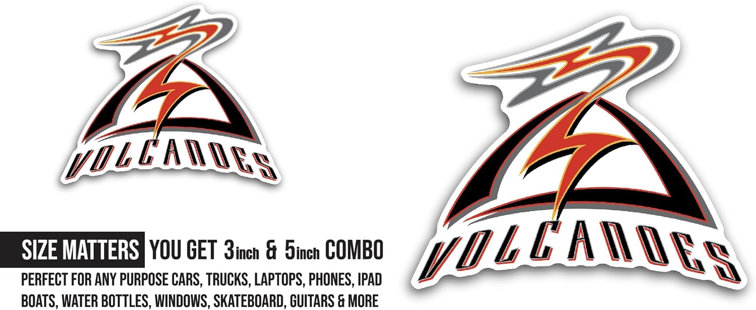 2 (Pieces) 3" and 5" V0lcan0es Logo Sticker, Waterproof Vinyl Decals for Many Purpose Like Cars, Trucks, Laptops, Phones, Windows and More