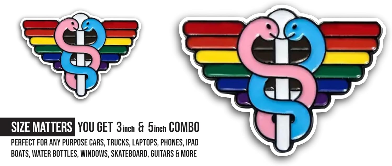 2 (Pieces) 3" and 5" Rainbow Color Medical Symbol Sticker, Waterproof Vinyl Decals for Many Purpose Like Cars, Trucks, Laptops, Phones, Windows and More