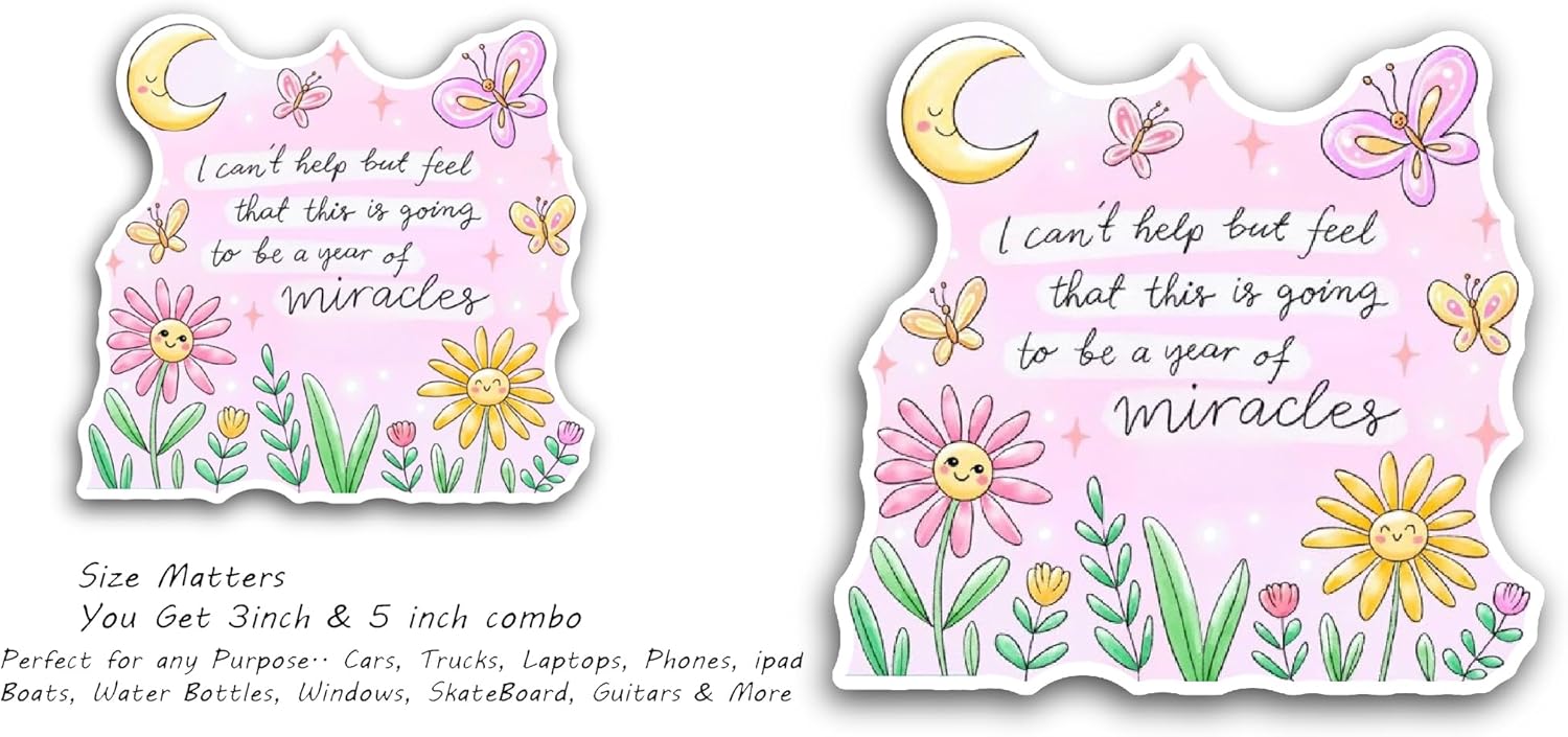 2 (Pieces) 3" and 5" Flowers and Butterflies Sticker, Waterproof Vinyl Decals for Many Purpose Like Cars, Trucks, Laptops, Phones, Windows and More