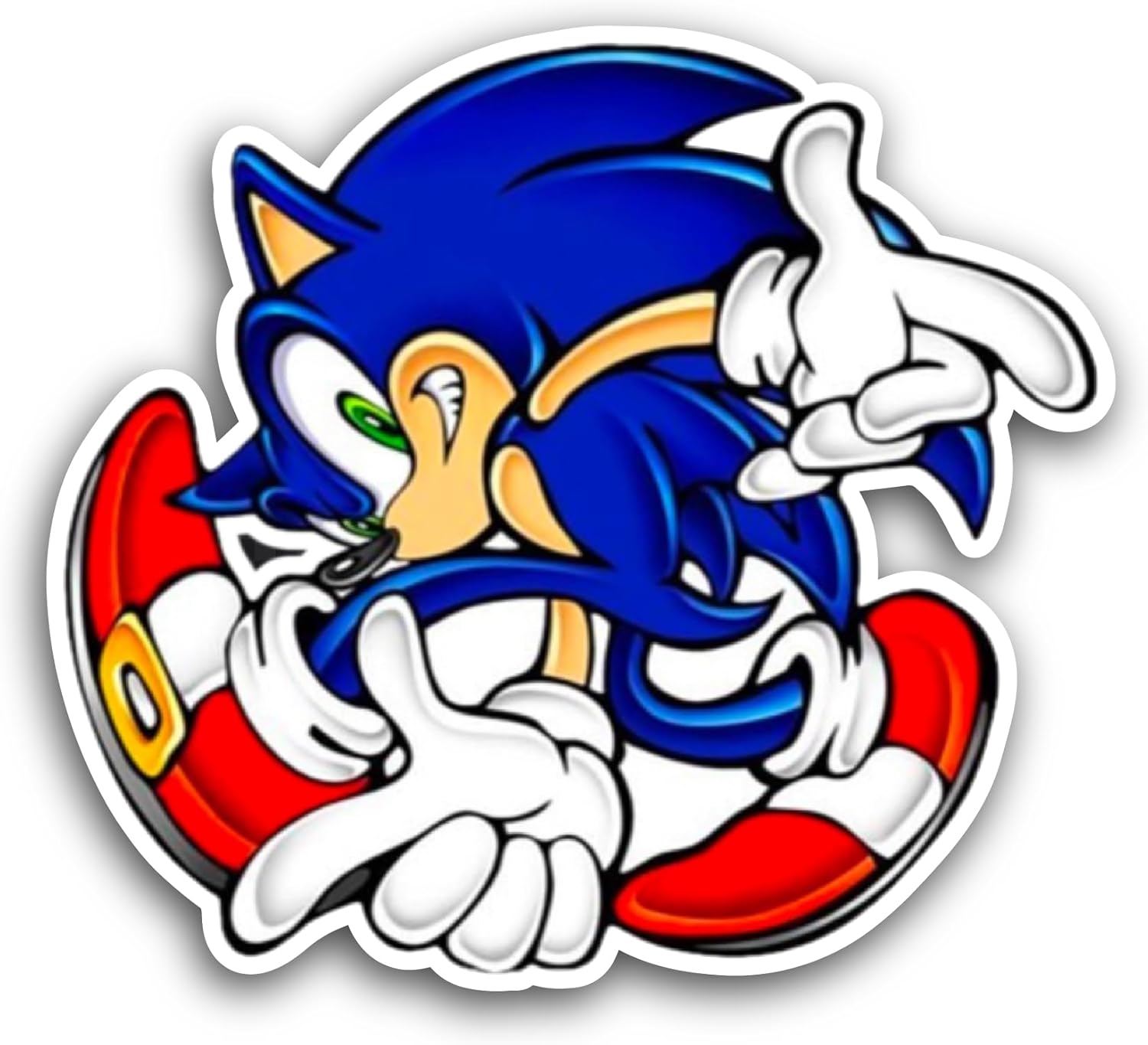 2 (Pieces) 3" and 5" S0nic Spin Sticker, Waterproof Vinyl Decals for Many Purpose Like Cars, Trucks, Laptops, Phones, Windows and More