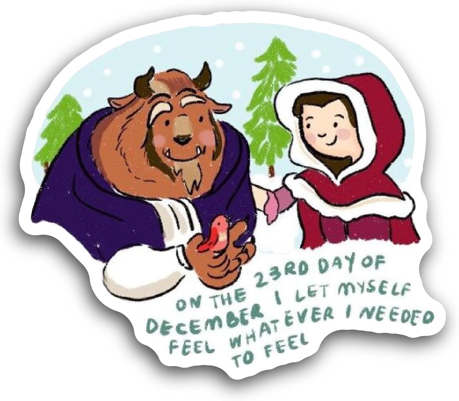 2 (Pieces) 3" and 5" Girl and The Beast Sticker, Waterproof Vinyl Decals for Many Purpose Like Cars, Trucks, Laptops, Phones, Windows and More