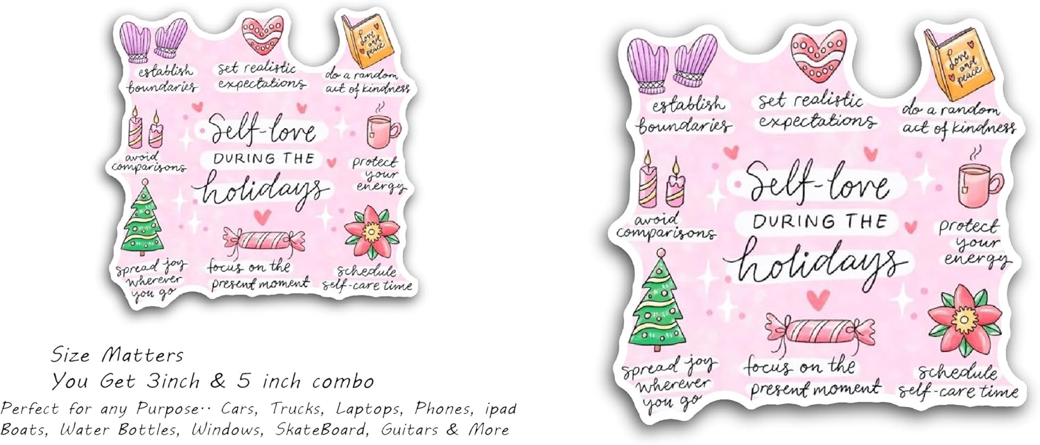 2 (Pieces) 3" and 5" Christmas Elemants with Text Sticker, Waterproof Vinyl Decals for Many Purpose Like Cars, Trucks, Laptops, Phones, Windows and More