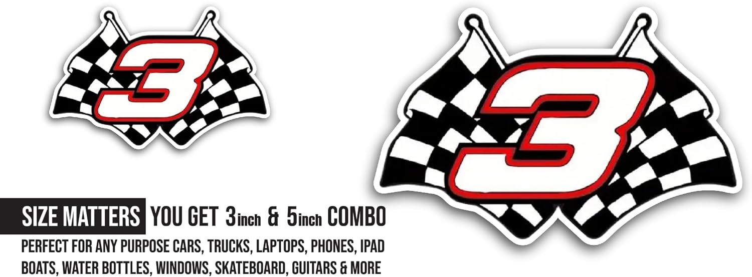 2 (Pieces) 3" and 5" Number 3 Sticker, Waterproof Vinyl Decals for Many Purpose Like Cars, Trucks, Laptops, Phones, Windows and More