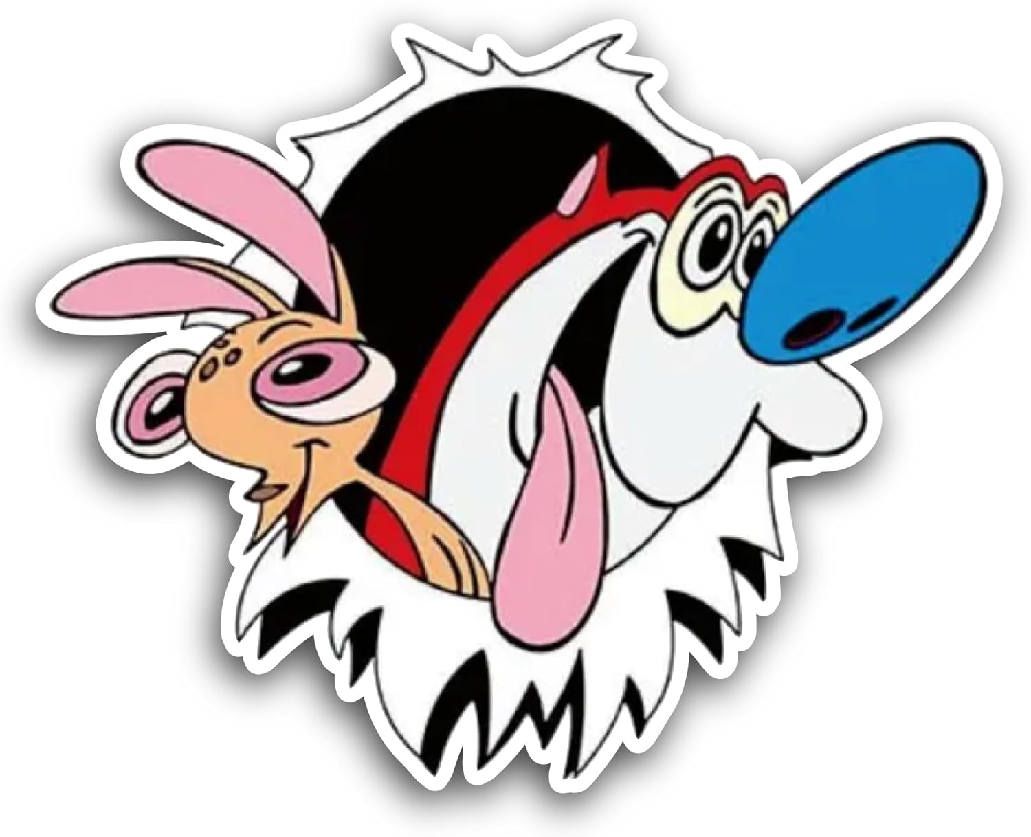 2 (Pieces) 3" and 5" Ren and St1mpy Sticker, Waterproof Vinyl Decals for Many Purpose Like Cars, Trucks, Laptops, Phones, Windows and More