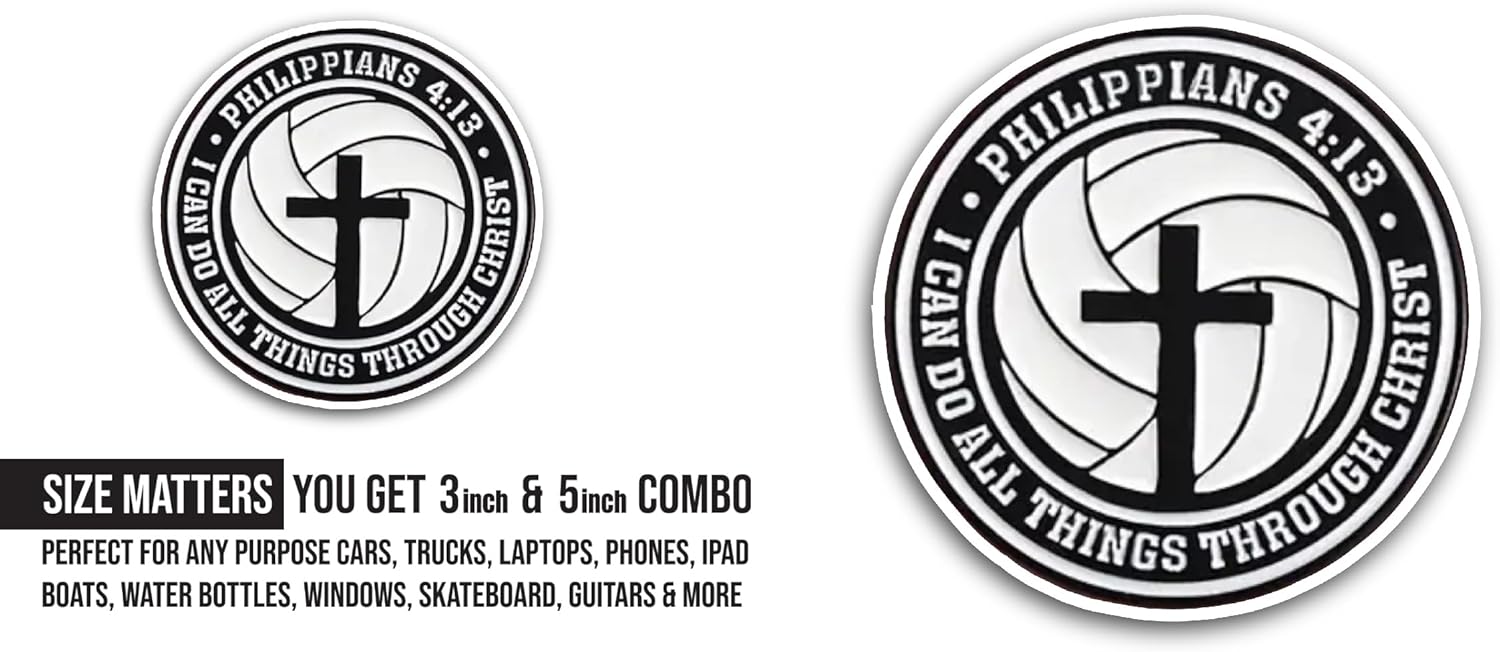 2 (Pieces) 3" and 5" I Can Do All Things Sticker, Waterproof Vinyl Decals for Many Purpose Like Cars, Trucks, Laptops, Phones, Windows and More