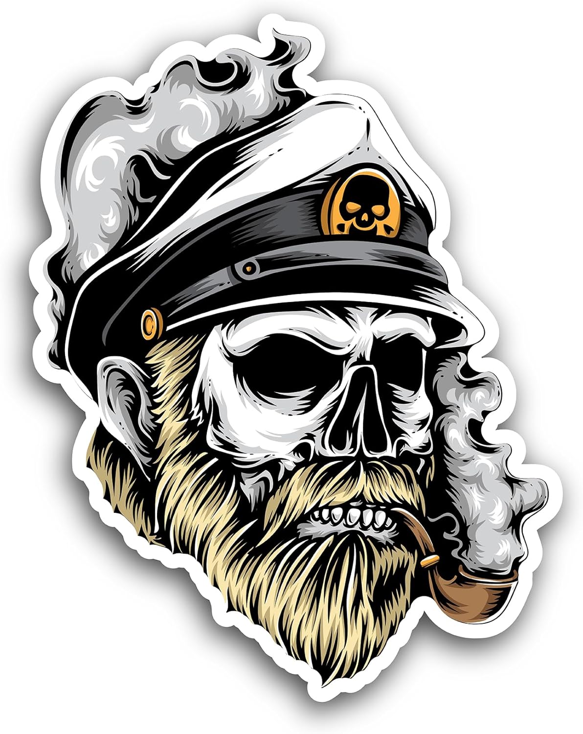2 (Pieces) 3" and 5" Sailor Skull Sticker, Waterproof Vinyl Decals for Many Purpose Like Cars, Trucks, Laptops, Phones, Windows and More