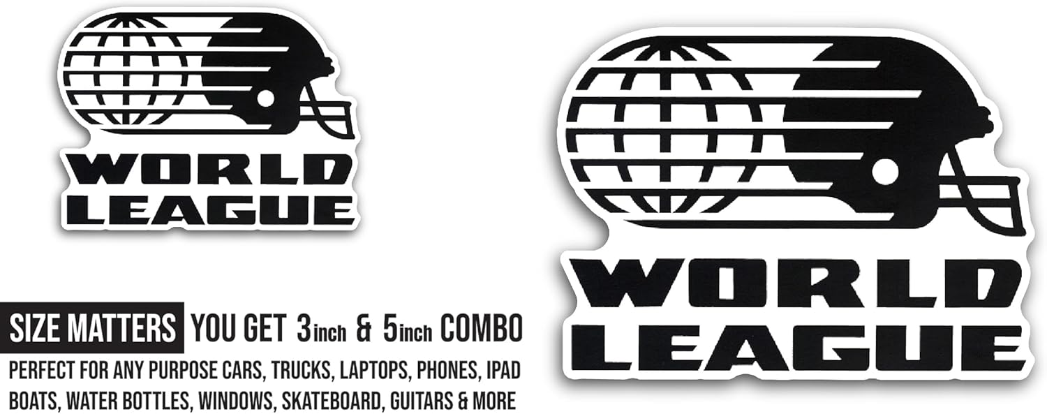 2 (Pieces) 3" and 5" W0rld League Sticker, Waterproof Vinyl Decals for Many Purpose Like Cars, Trucks, Laptops, Phones, Windows and More