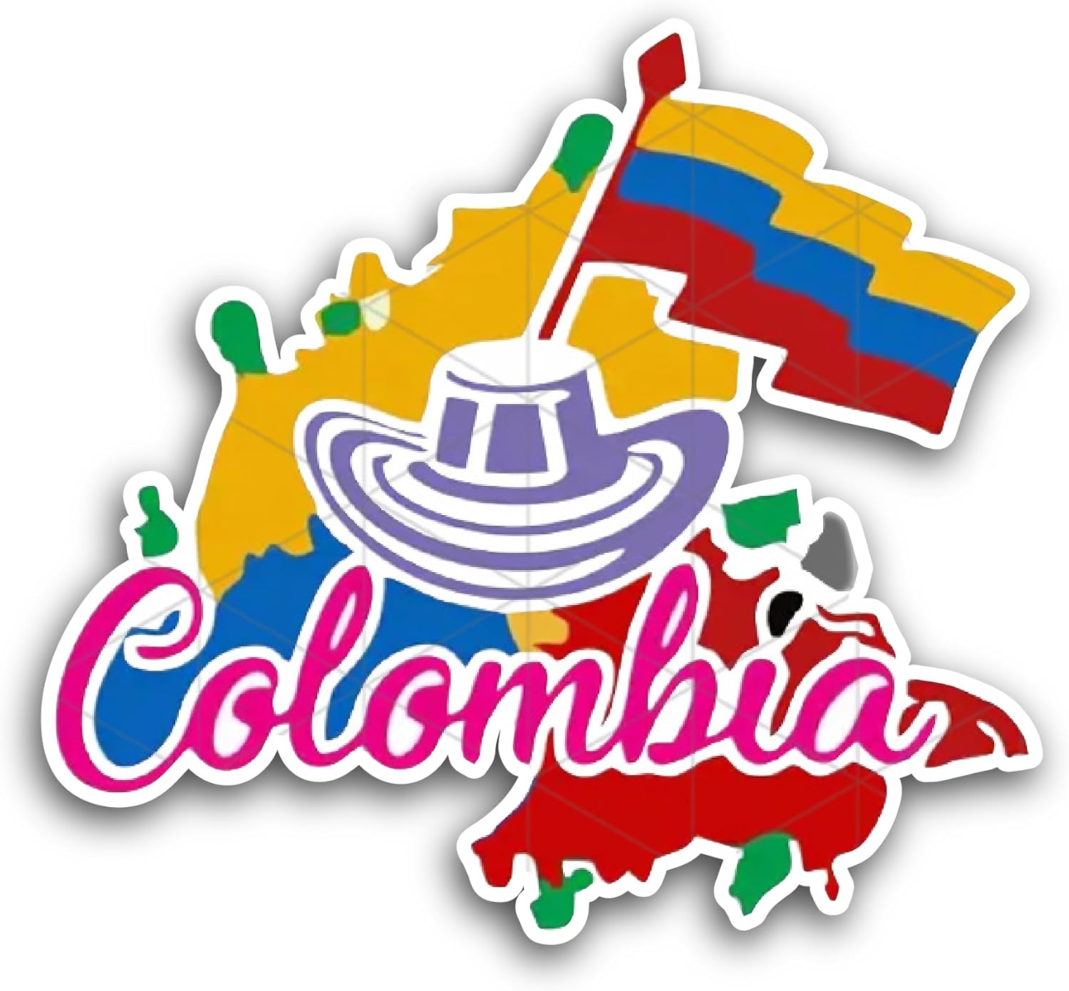 2 (Pieces) 3" and 5" Colombia Sticker, Waterproof Vinyl Decals for Many Purpose Like Cars, Trucks, Laptops, Phones, Windows and More