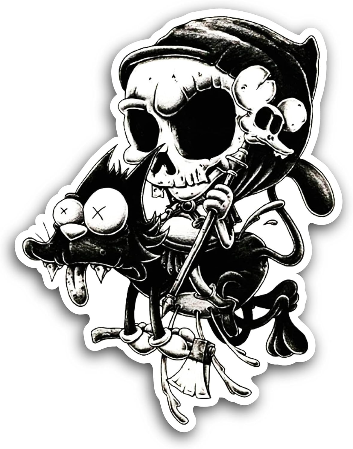 2 (Pieces) 3" and 5" Skull Art Sticker, Waterproof Vinyl Decals for Many Purpose Like Cars, Trucks, Laptops, Phones, Windows and More