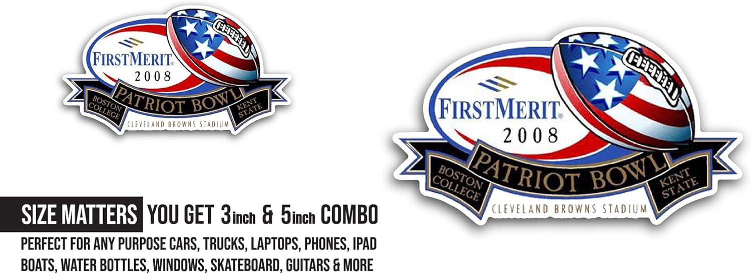 2 (Pieces) 3" and 5" Patriot B0wl Logo Sticker, Waterproof Vinyl Decals for Many Purpose Like Cars, Trucks, Laptops, Phones, Windows and More