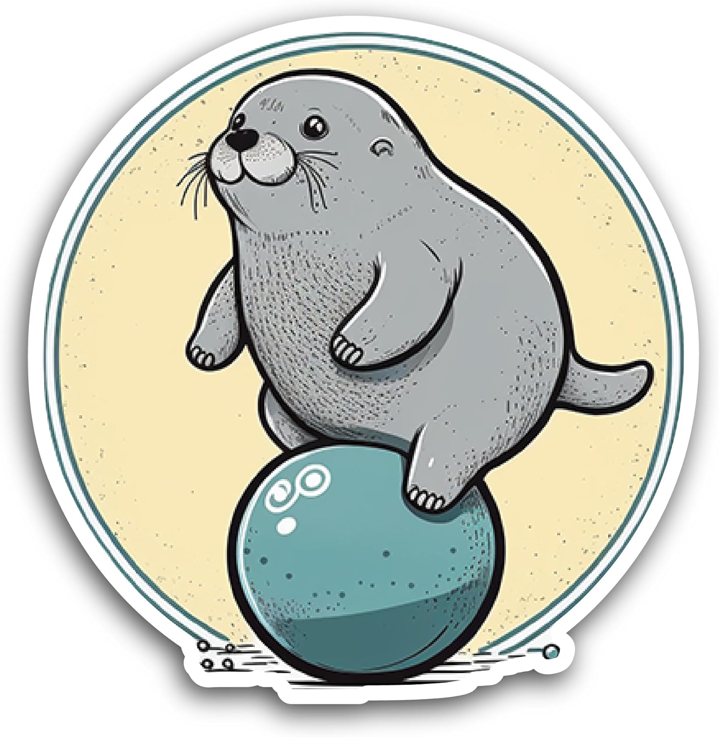 2 (Pieces) 3" and 5" Cartoon Seal Sticker, Waterproof Vinyl Decals for Many Purpose Like Cars, Trucks, Laptops, Phones, Windows and More