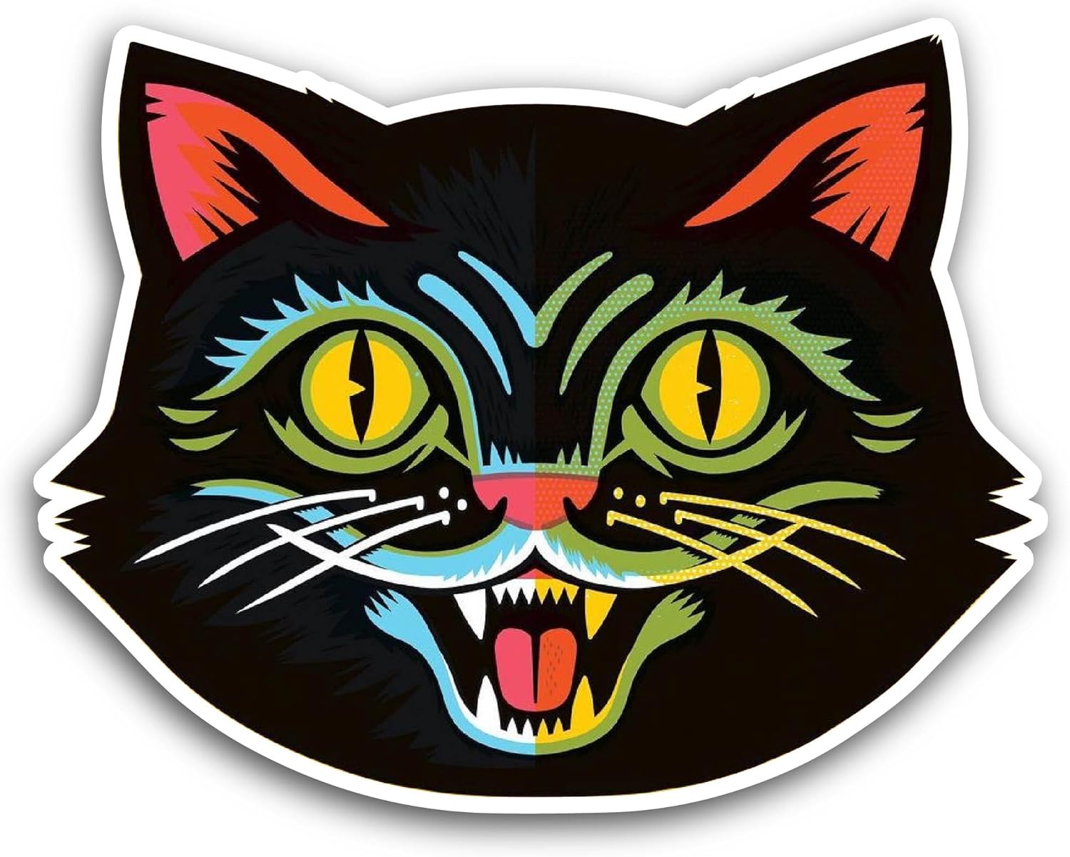 2 (Pieces) 3" and 5" Black Cat Head Sticker, Waterproof Vinyl Decals for Many Purpose Like Cars, Trucks, Laptops, Phones, Windows and More